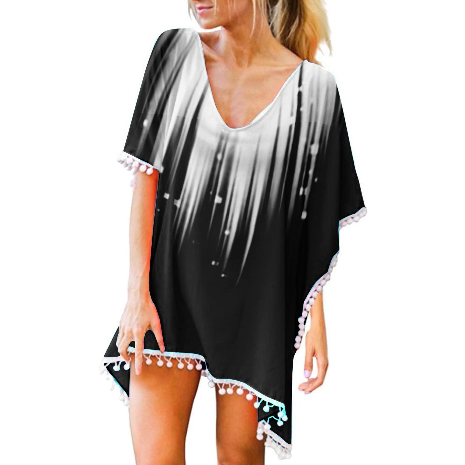 Stylish Tassel Bikini Set for Teen Girls - Flowy Chiffon Cover Up Kaftan & Loose Fit Beachwear - Perfect for Pool Parties, Summer Vacations and Beach Getaways