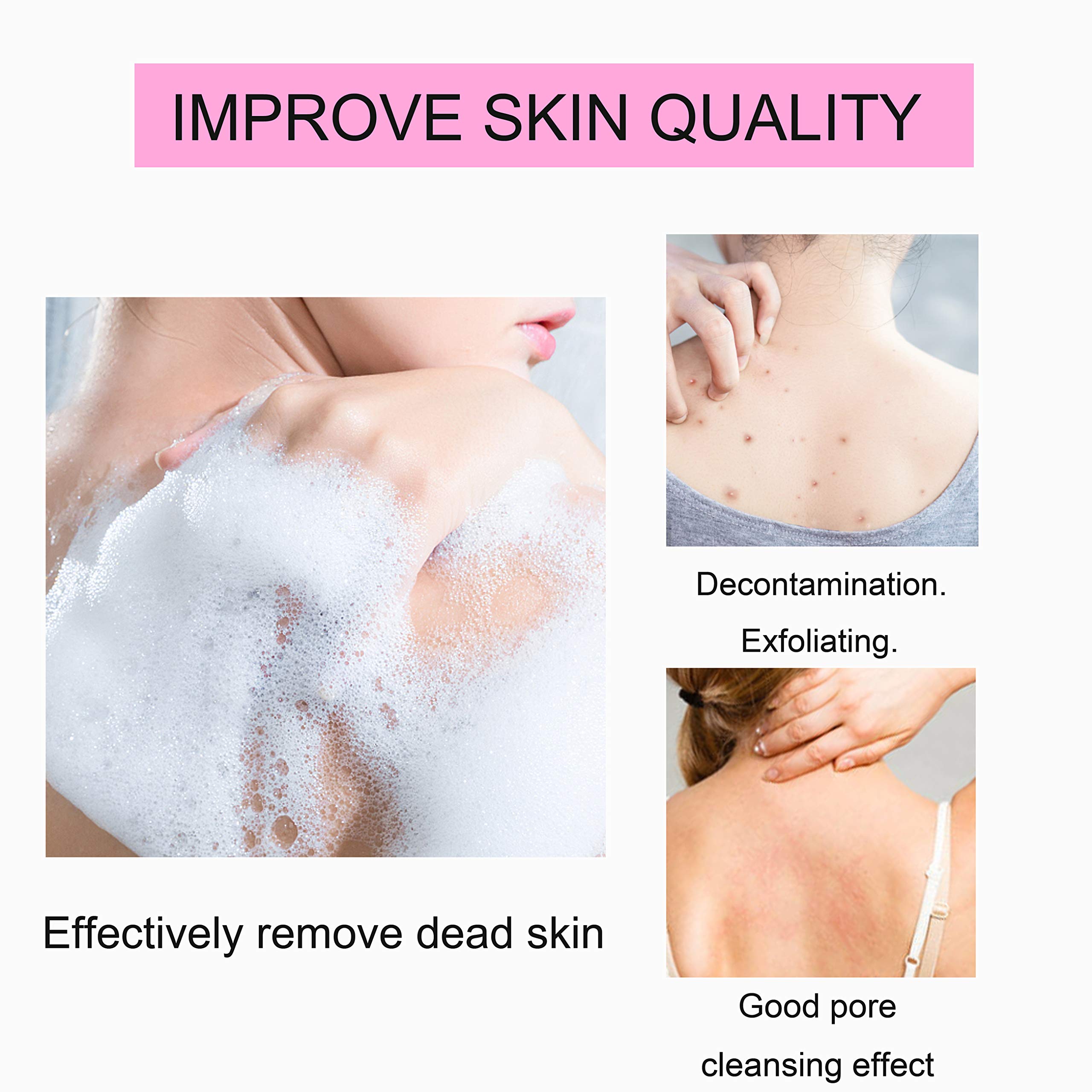Premium Silicone Back Scrubber for Shower - Long Handle Exfoliating Body Scrubber with Soft Bristles - Pink | Ideal for Deep Cleansing, Dead Skin Removal & Hard-to-Reach Areas