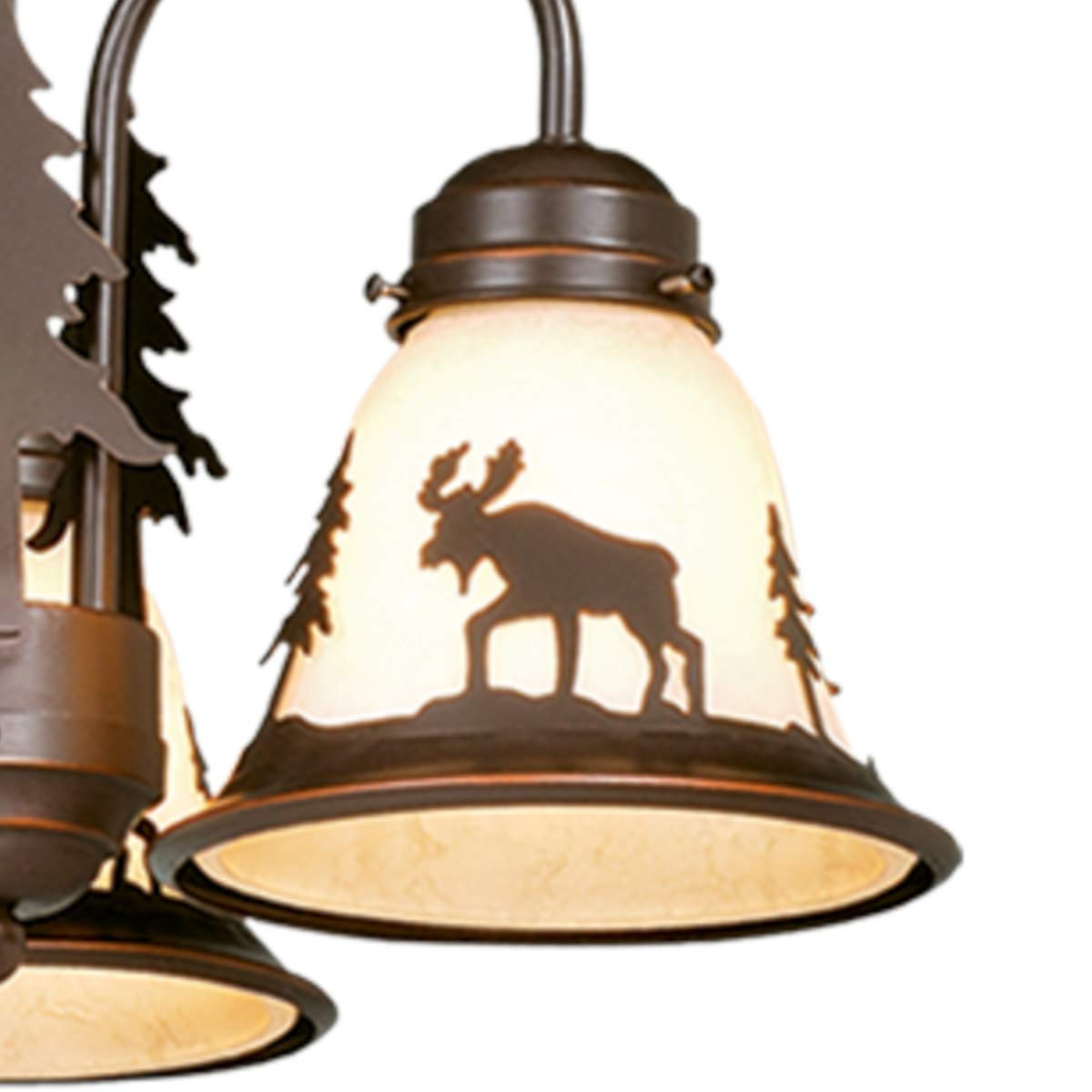 3-Light Burnished Bronze Moose Ceiling Fan Light Kit - Rustic Wildlife Lodge Lighting for Cabin, Hunting Lodge & Western Home Decor