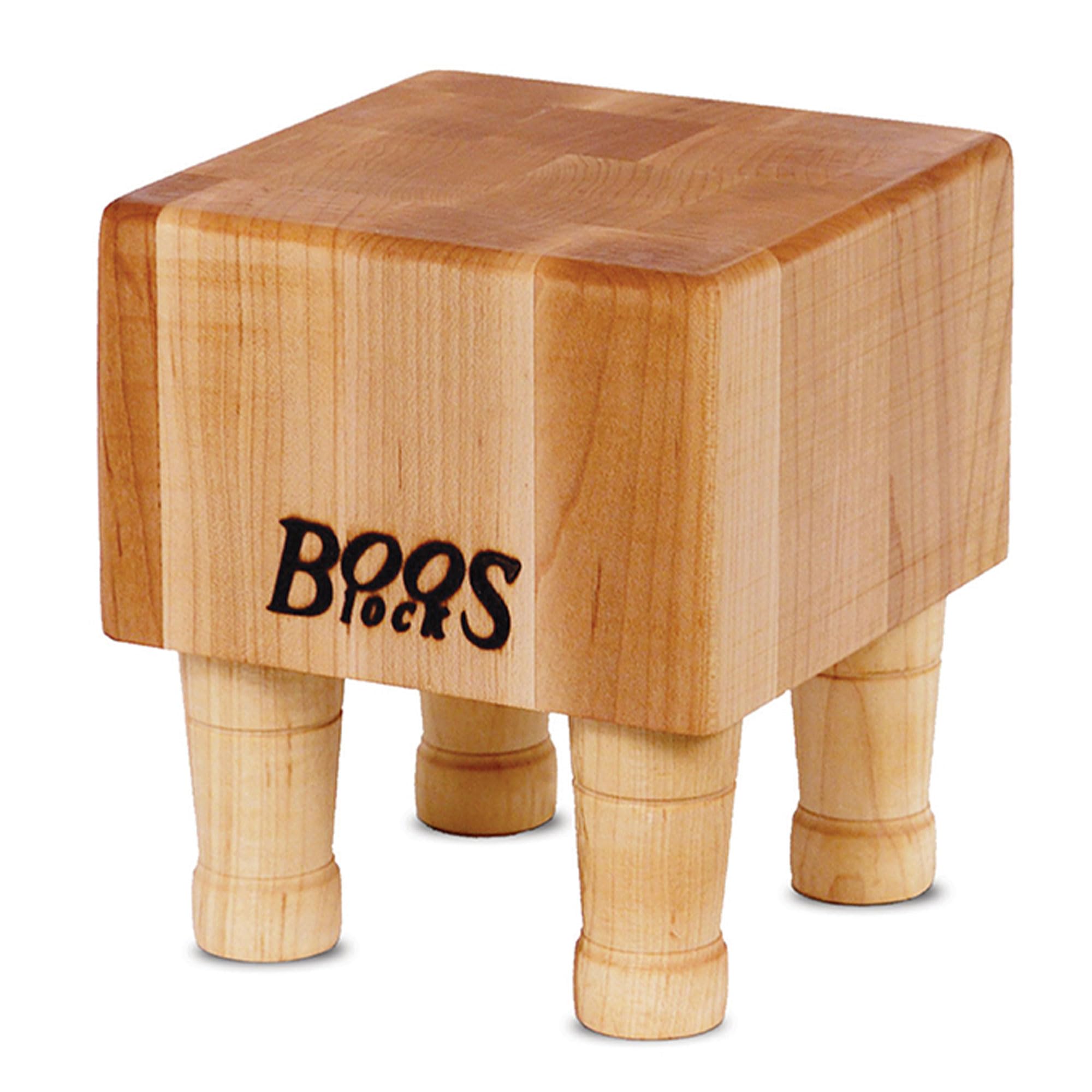 Premium John Boos MC Series 6x6 Inch Maple Wood Cutting Board with Non-Slip Feet - 4-Inch Thick Square Chopping Block for Kitchen, Butcher, Meat Cutting & Charcuterie Display
