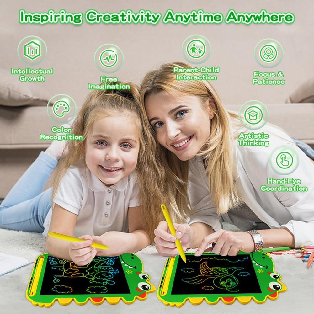 **Vesdrtyr Red Cartoon Dinosaur LCD Writing Board - Kids Drawing Tablet for Handwriting & Sketching - Reusable Graffiti Blackboard for Home, School & Travel**