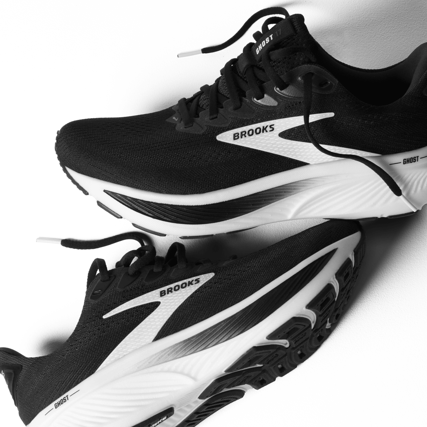 Brooks Ghost 17 Women's Running Shoes - D Width - Black/Grey/White - Lightweight Cushioned Sneakers for Road Running, Jogging & Gym Workouts