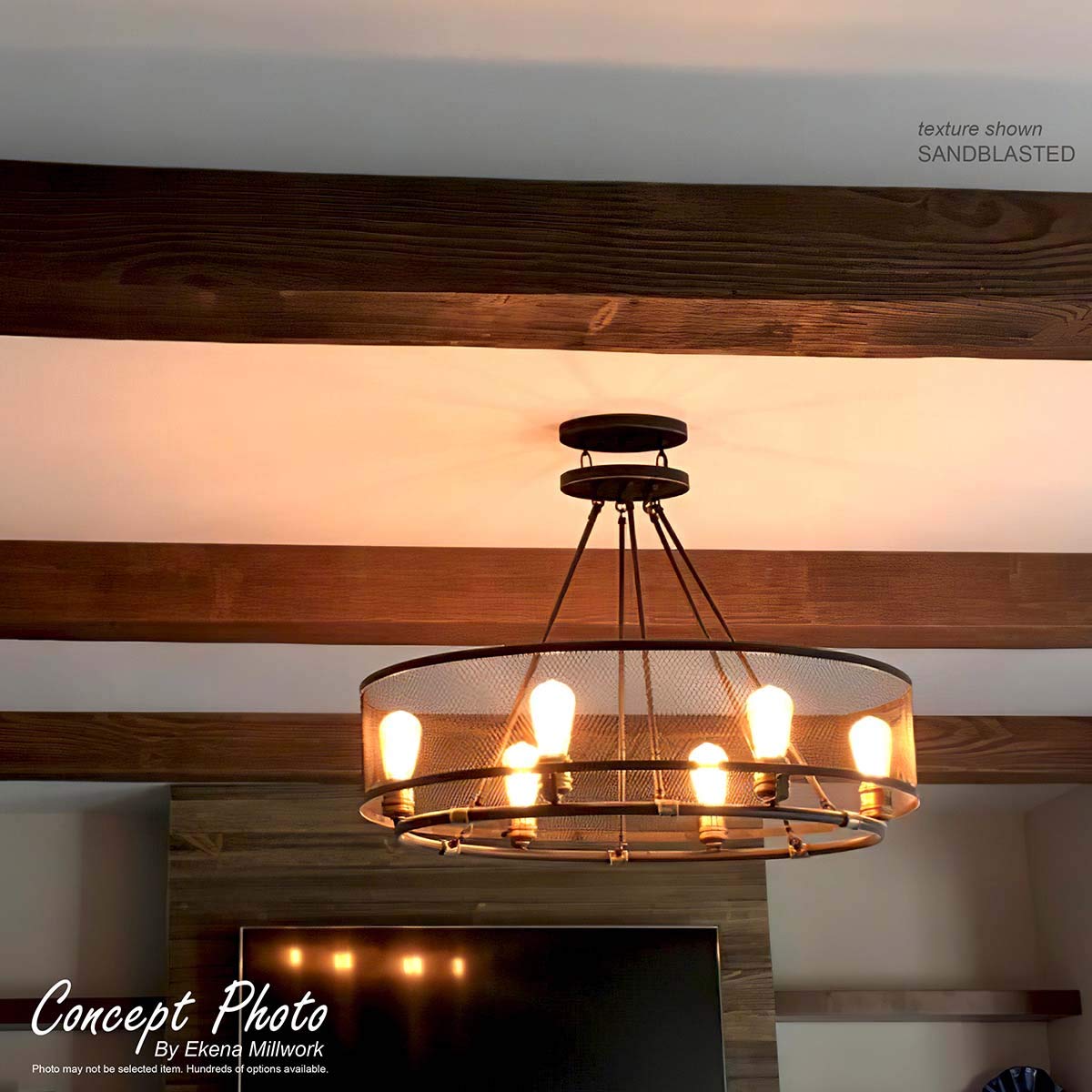 Ekena Millwork BMHH3C0080X060X096ZH 3-Sided U-Shaped Hand Hewn Endurathane Faux Wood Ceiling Beam - 8