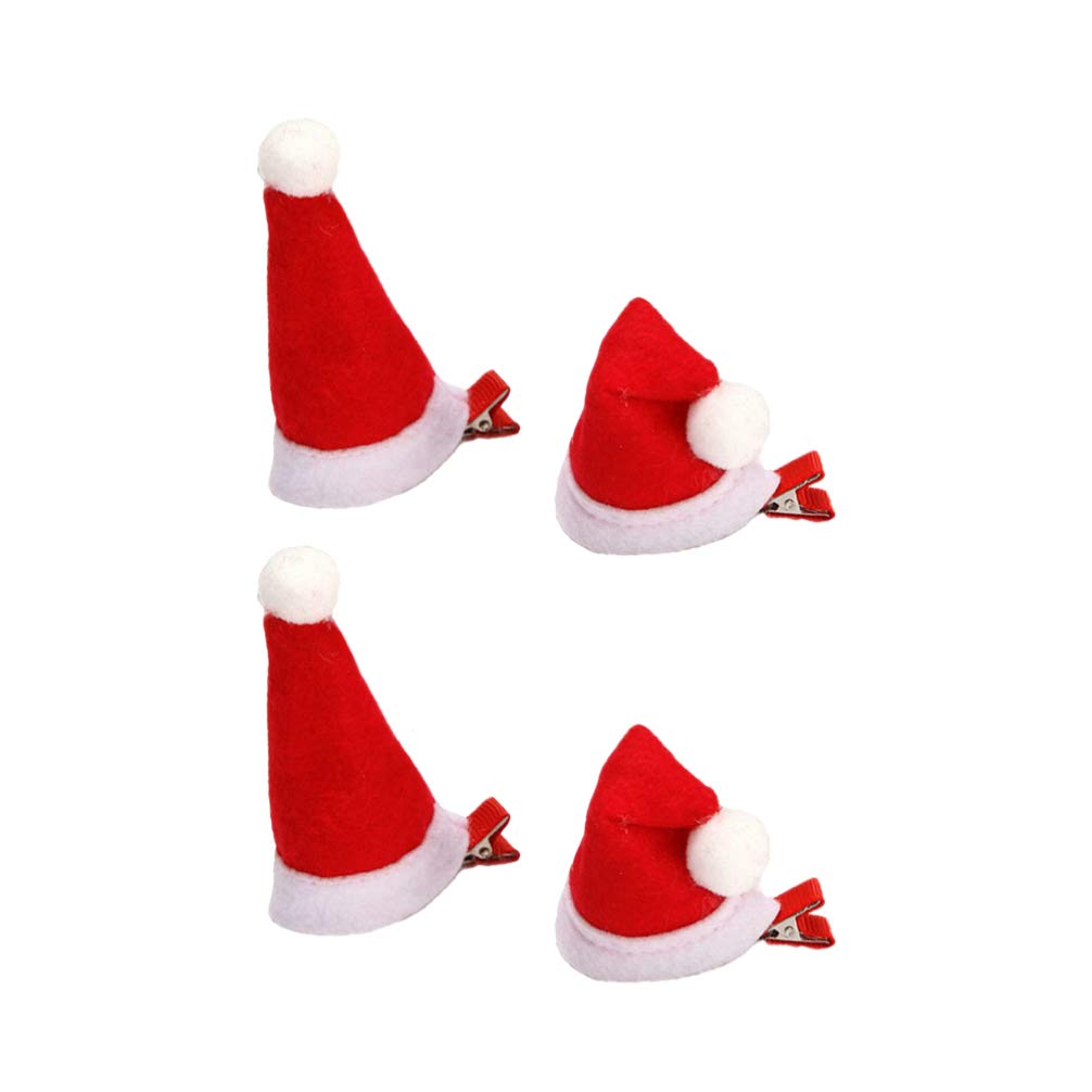 minkissy 2 Pairs Christmas Hat Hair Clips - Cute Santa Cap Bobby Pins & Barrettes for Kids & Adults - Xmas Costume & Cosplay Accessories - Perfect for Holiday Parties, Festive Photos & Christmas Gifts