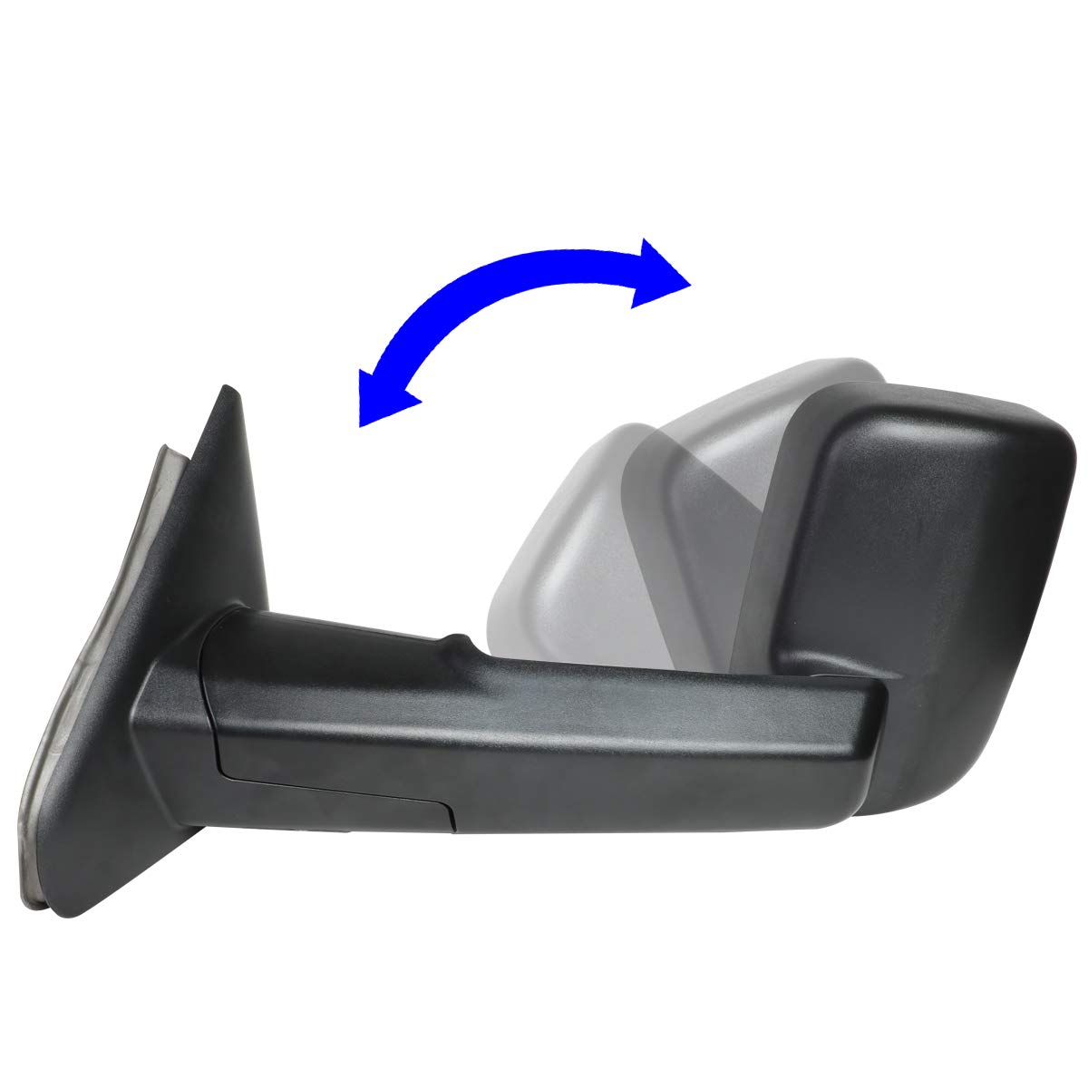 Auto Dynasty Black Manual Adjustable Flip-Up Towing Mirrors with Puddle Light for Dodge Ram 2002-2009 - Perfect for Off-Roading & Heavy-Duty Towing