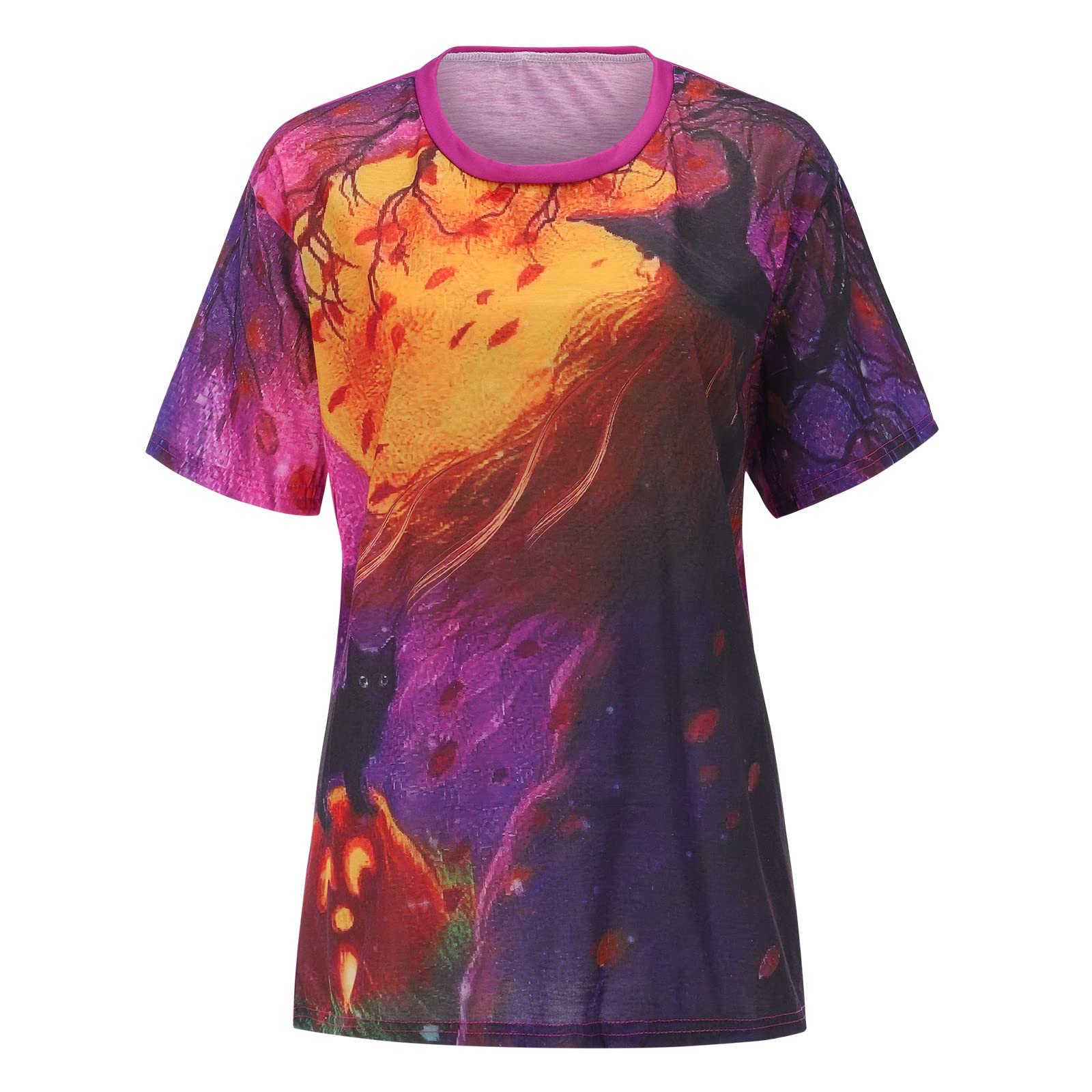 Women's Halloween Ghost T-Shirt - Vintage Casual Crewneck Short Sleeve Top for Costume Parties & Spooky Season Outfits