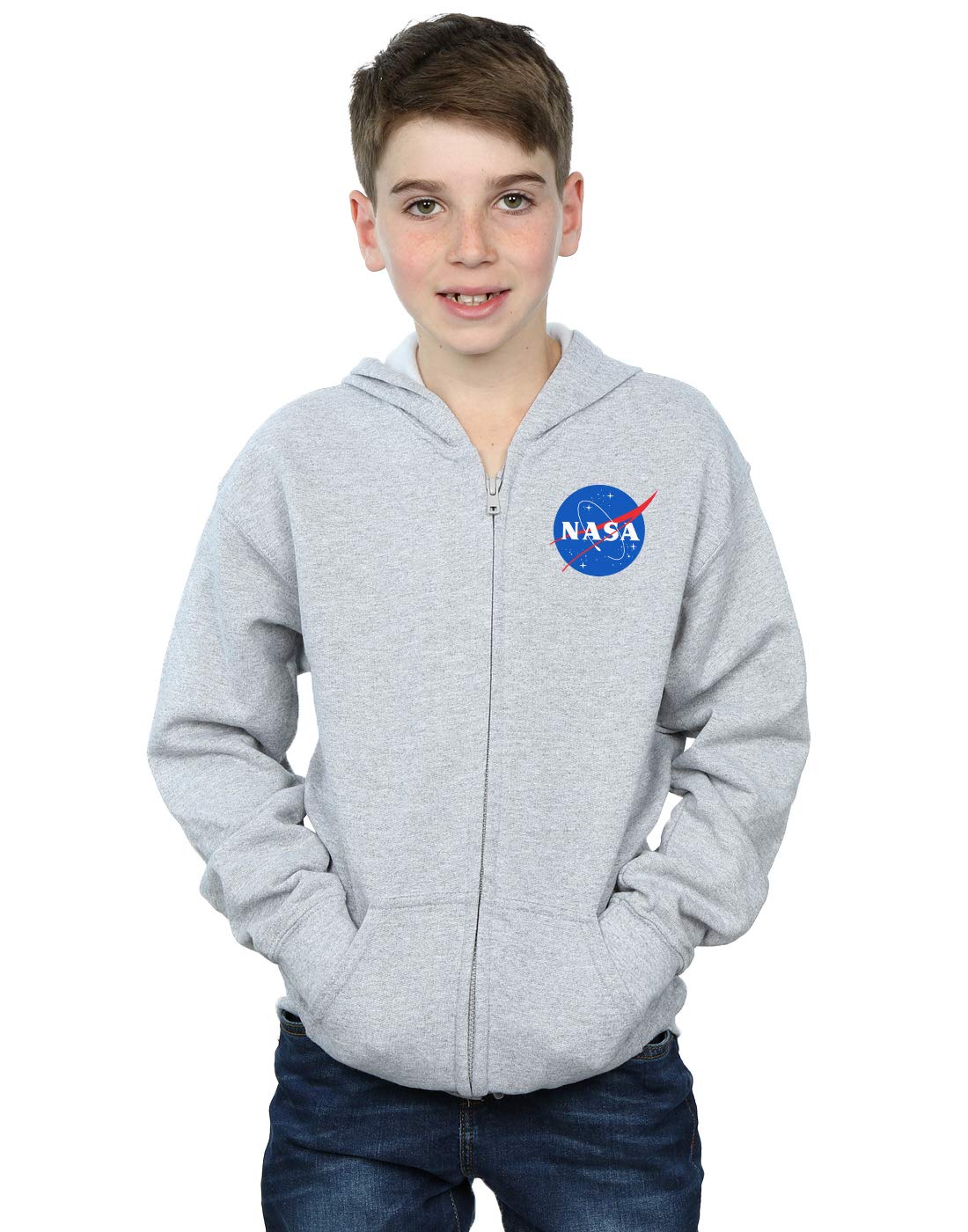 NASA Boys Classic Insignia Print Zip-Up Hoodie Sweatshirt - Space-Themed Outerwear for School, Casual Wear & Astronaut Costume