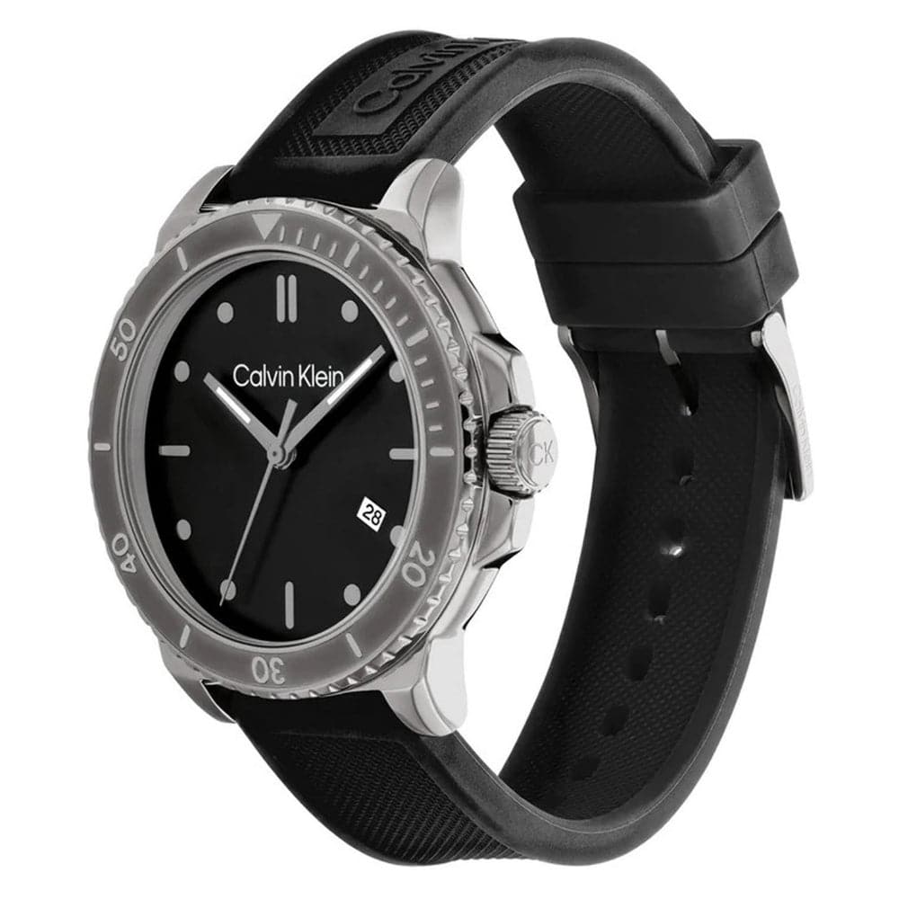 Calvin Klein Men's Watch with Black Dial & Silicone Strap 25200207 - Stylish Casual & Business Wear for Everyday Use