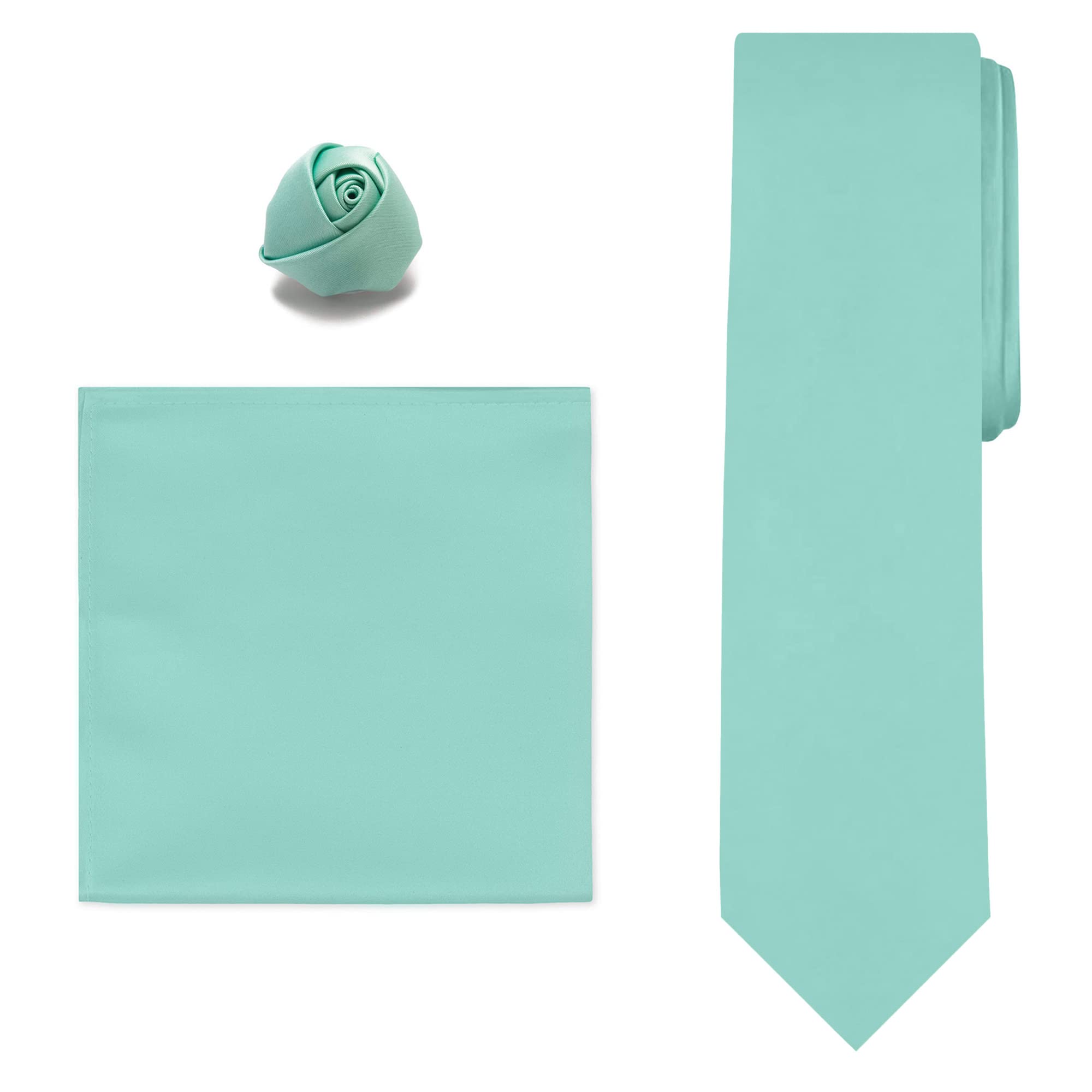 3-Piece Boys' Tie Hanky Rose Lapel Flower Set - Formal Attire Accessories for Weddings, Prom & Special Occasions