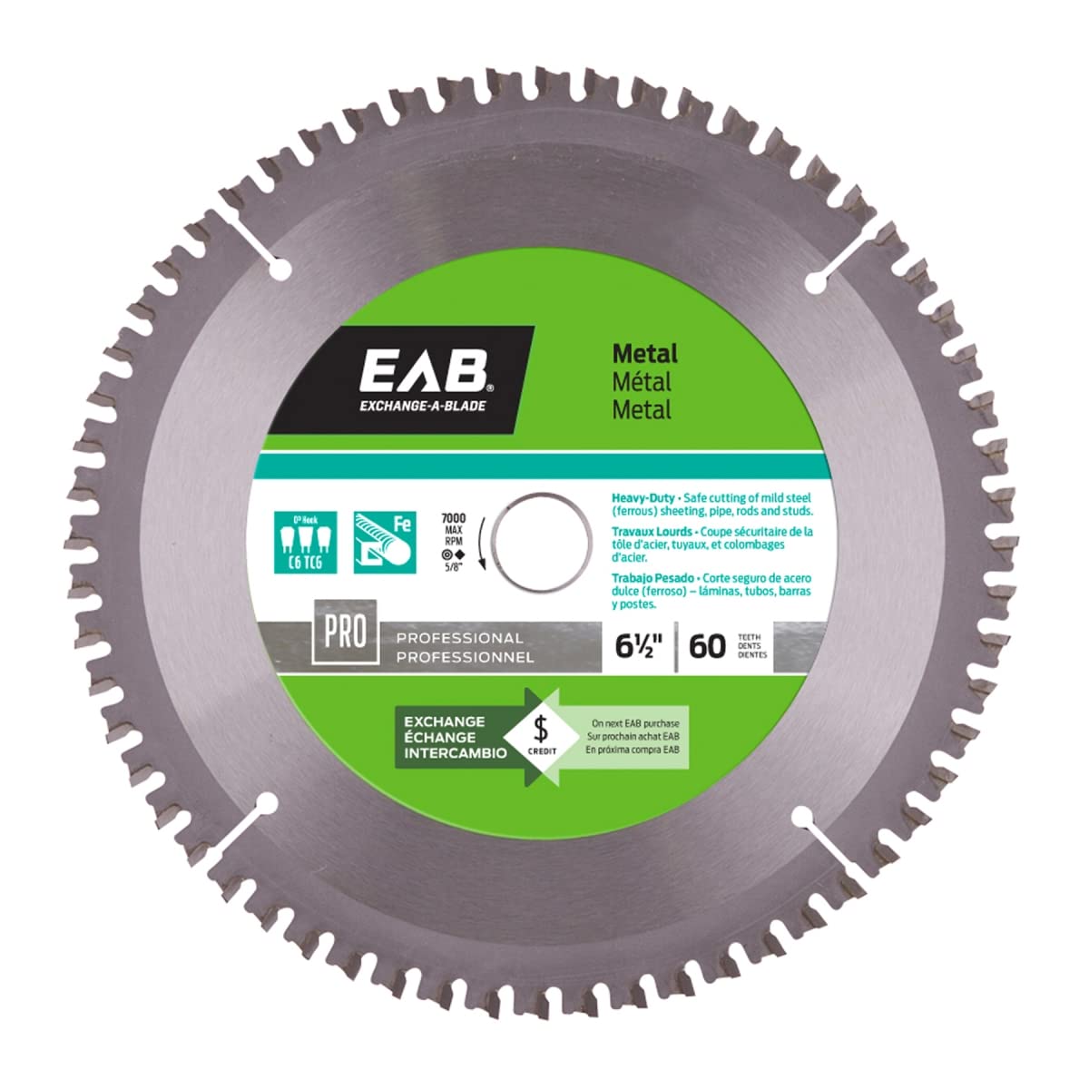 6.5-Inch 60 Teeth Metal Cutting Saw Blade - Professional Grade, Recyclable & Replaceable - Ideal for DIY Projects, Metalworking, and Construction Use