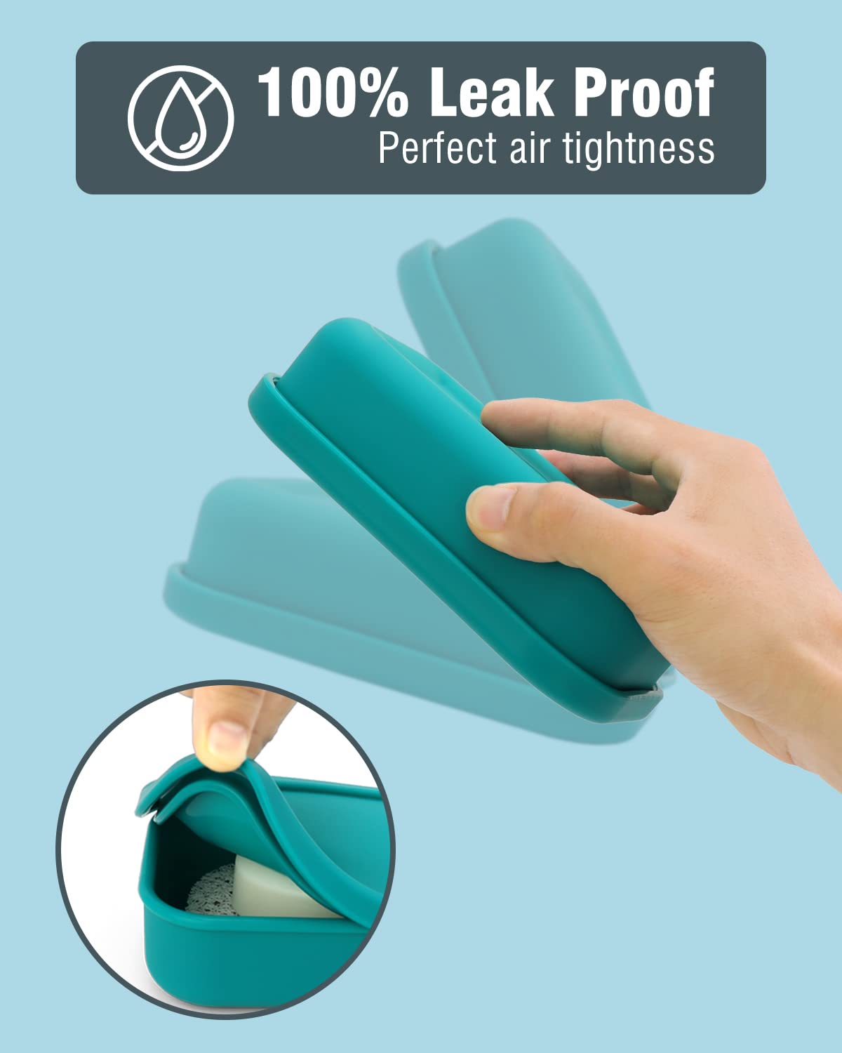 Leak Proof Travel Soap Case - Silicone Soap Container with Drainage Layer | Portable Bar Soap Holder for Bathroom, Camping, Gym | Easy to Clean & Reusable | Perfect for Travel, Outdoor Adventures & Daily Shower Use (Green)