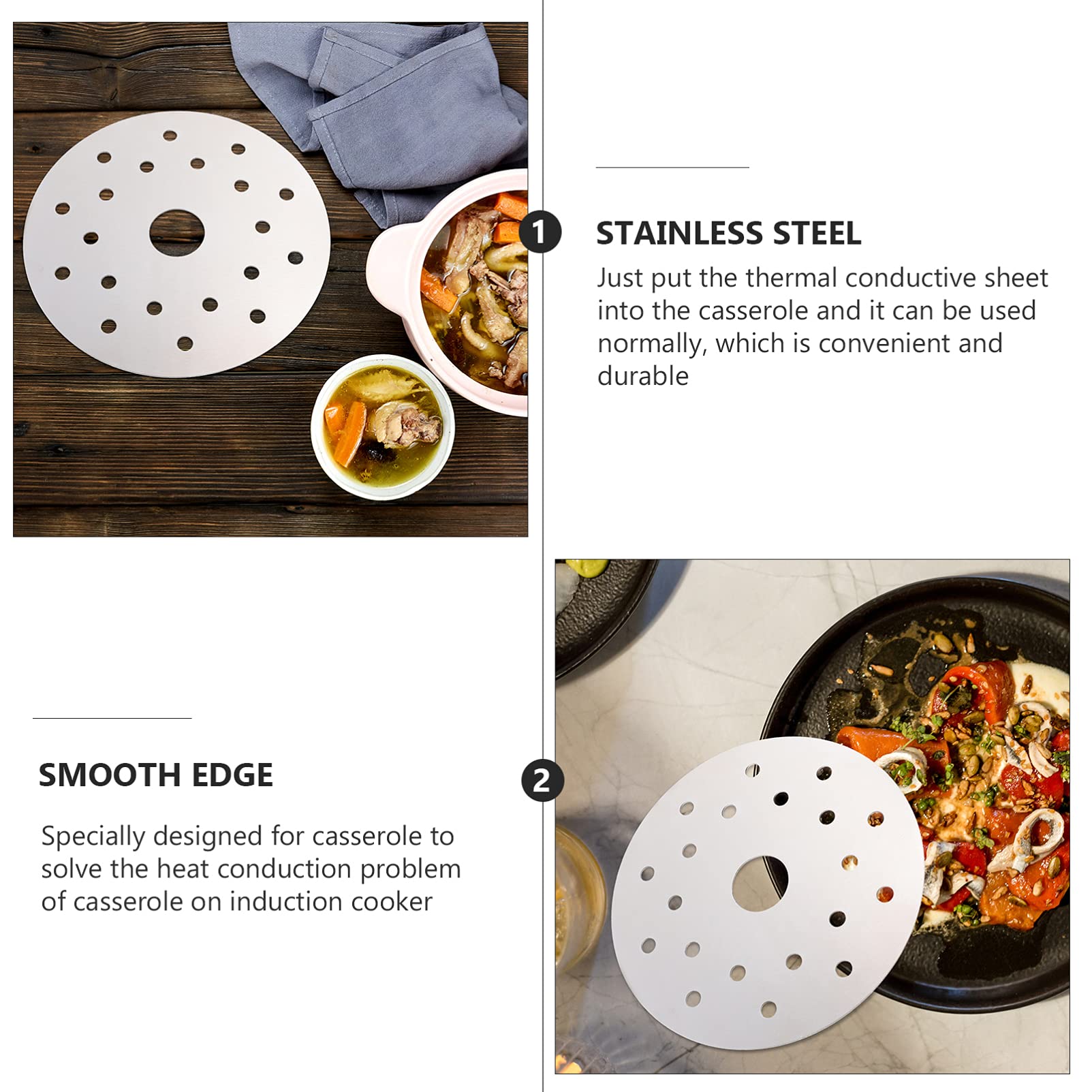 1pc Premium Heat Conduction Fin for Casserole - Stainless Steel Kitchen Gadget & Cookware Accessory | Improves Heat Distribution for Baking, Roasting & Slow Cooking