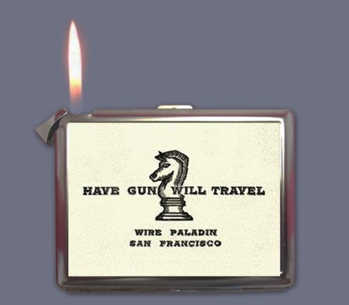 Have Gun Will Travel Vintage Cigarette Case with Lighter & Wallet Business Card Holder - Perfect for Travel, Gifts, and Western Style Collectors