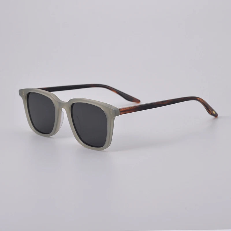 Black Polarized Square Acetate Sunglasses for Men - Full Rim Classic Frame 9020 | UV Protection, Driving, Outdoor Activities & Fashion Accessory