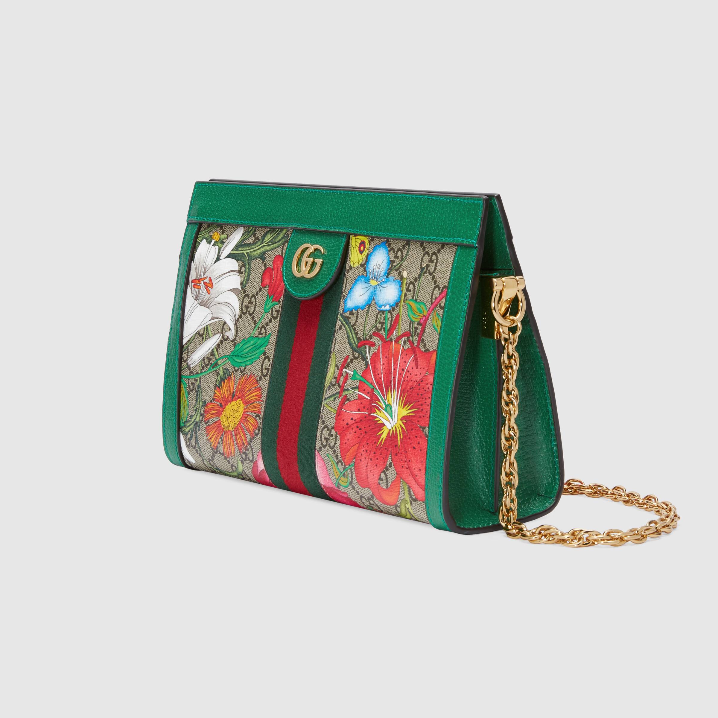 Gucci Ophidia GG Flora Small Shoulder Bag in Green | Luxury Crossbody Bag for Women | Perfect for Date Night, Travel & Everyday Use