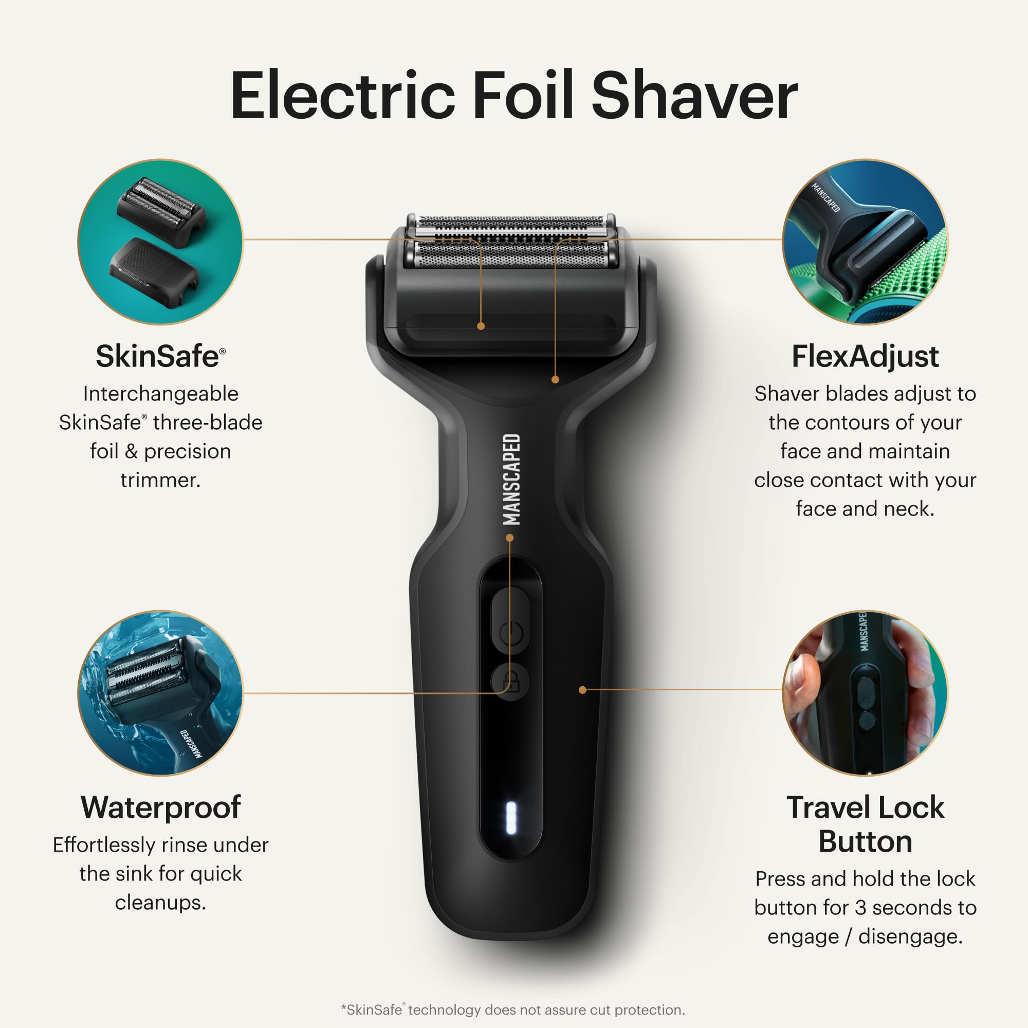 MANSCAPED The Chairman PLUS Electric Face Foil Shaver for Men - 2 SkinSafe Blades, Power Shave Gel with Exfoliants, Soothing Aftershave Serum with Red Algae - Includes Shed 2.0 Travel Toiletry Bag - Perfect for Travel & Daily Grooming Routine