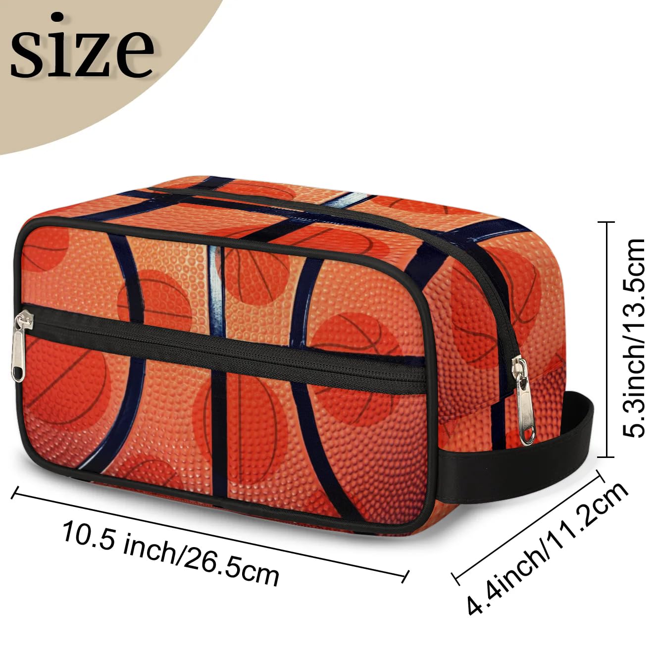 Basketball Themed Waterproof Hanging Toiletry Bag for Men & Boys - Travel Cosmetic Organizer, Sports Shaving Kit, Wash Bag - Perfect for Gym, Camping, and Basketball Trips