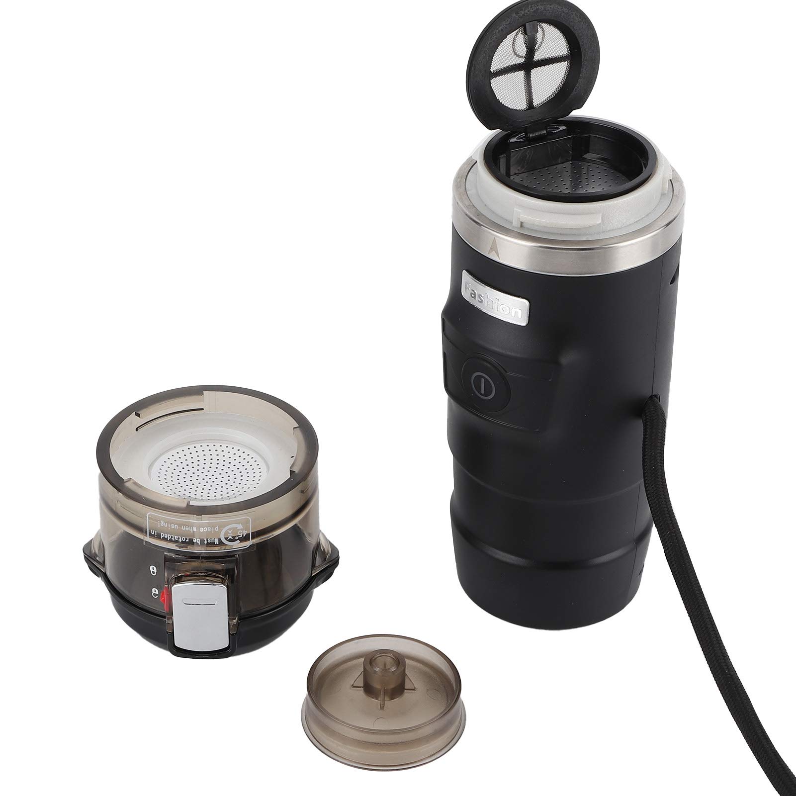 12V Portable Car Coffee Maker - 65ML Electric Espresso Machine with Auto Shutoff & Boil Dry Protection | Perfect for Travel, Camping & Road Trips | Compact Black Design with Cigarette Lighter Power Supply