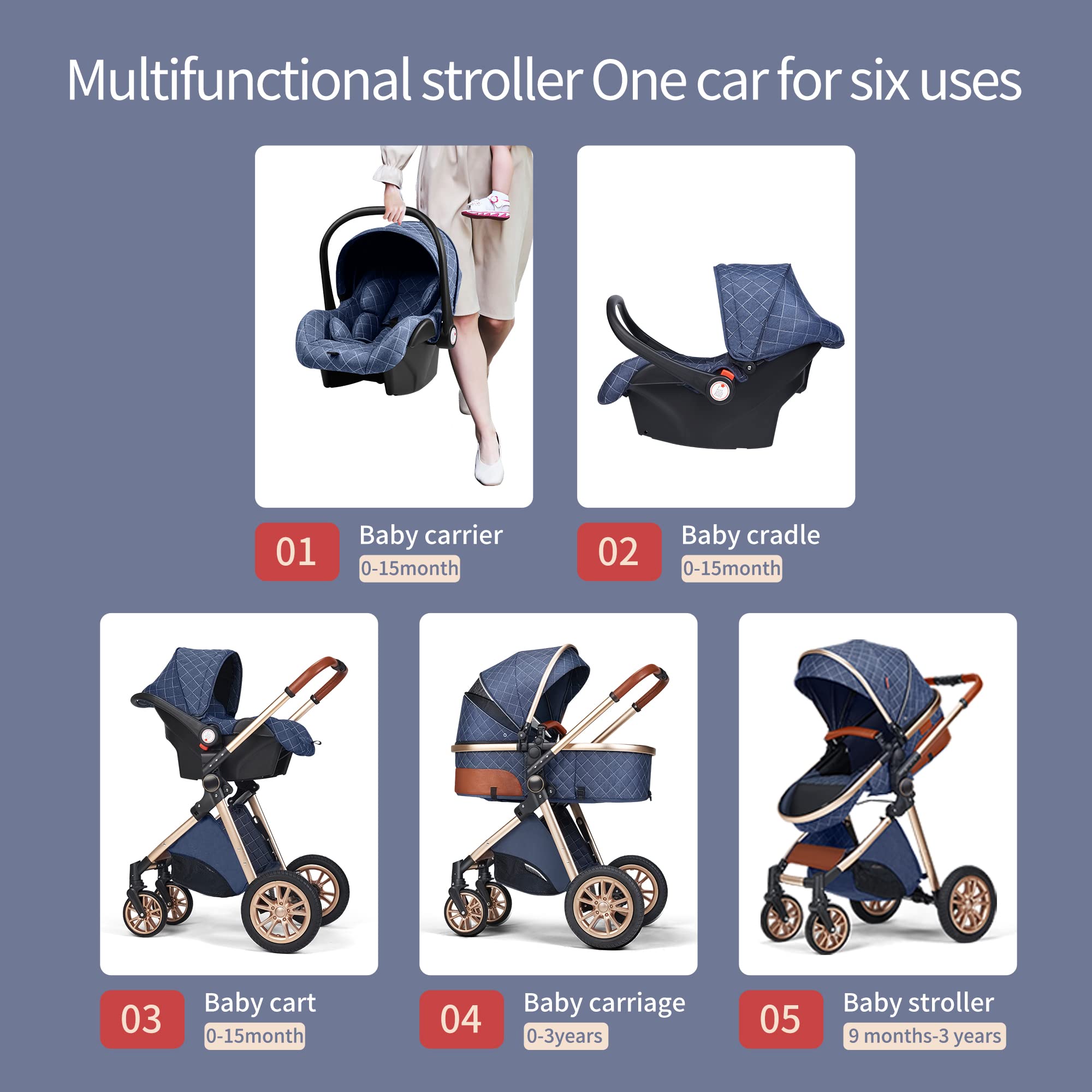 Premium Baby Stroller with Infant Car Seat & Detachable Bassinet - Lightweight Travel System for Newborns & Toddlers (Pink) | Perfect for Shopping, Travel & Daily Walks