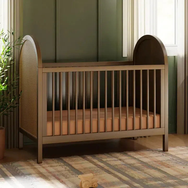Babyletto Bondi Cane 3-in-1 Convertible Crib - Natural Walnut Finish with Woven Cane Sides | Eco-Friendly Nursery Furniture for Newborn to Toddler | Perfect for Modern Baby Rooms & Gender-Neutral Nurseries