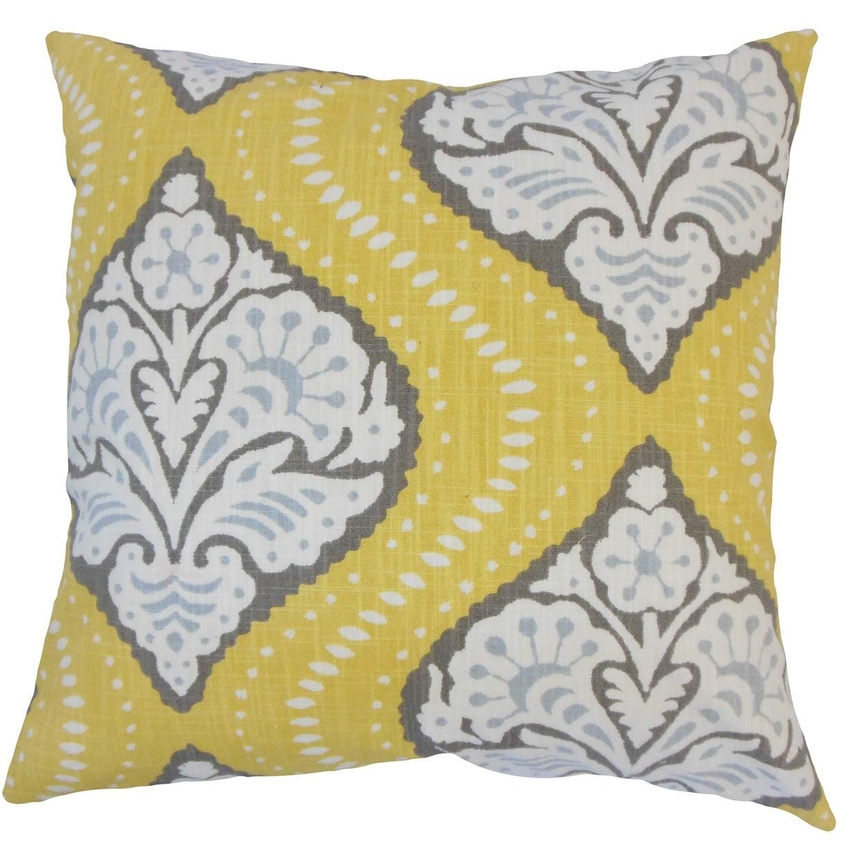 Premium Yantse Ikat Down Filled Decorative Throw Pillow - 22x22 Inches, Soft Dandelion Color - Perfect for Sofa, Bed & Home Decor Accent