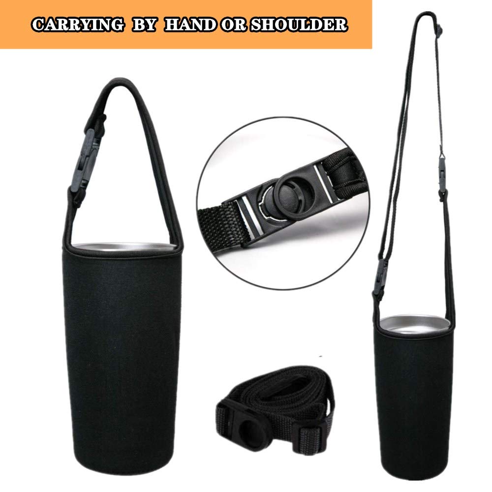 20 oz Insulated Tumbler Carrier Holder - Universal Water Bottle Handle Bag for Yeti, RTIC, Ozark Trail & More Travel Mugs - Perfect for Hiking, Camping, Gym & Commuting (Black)