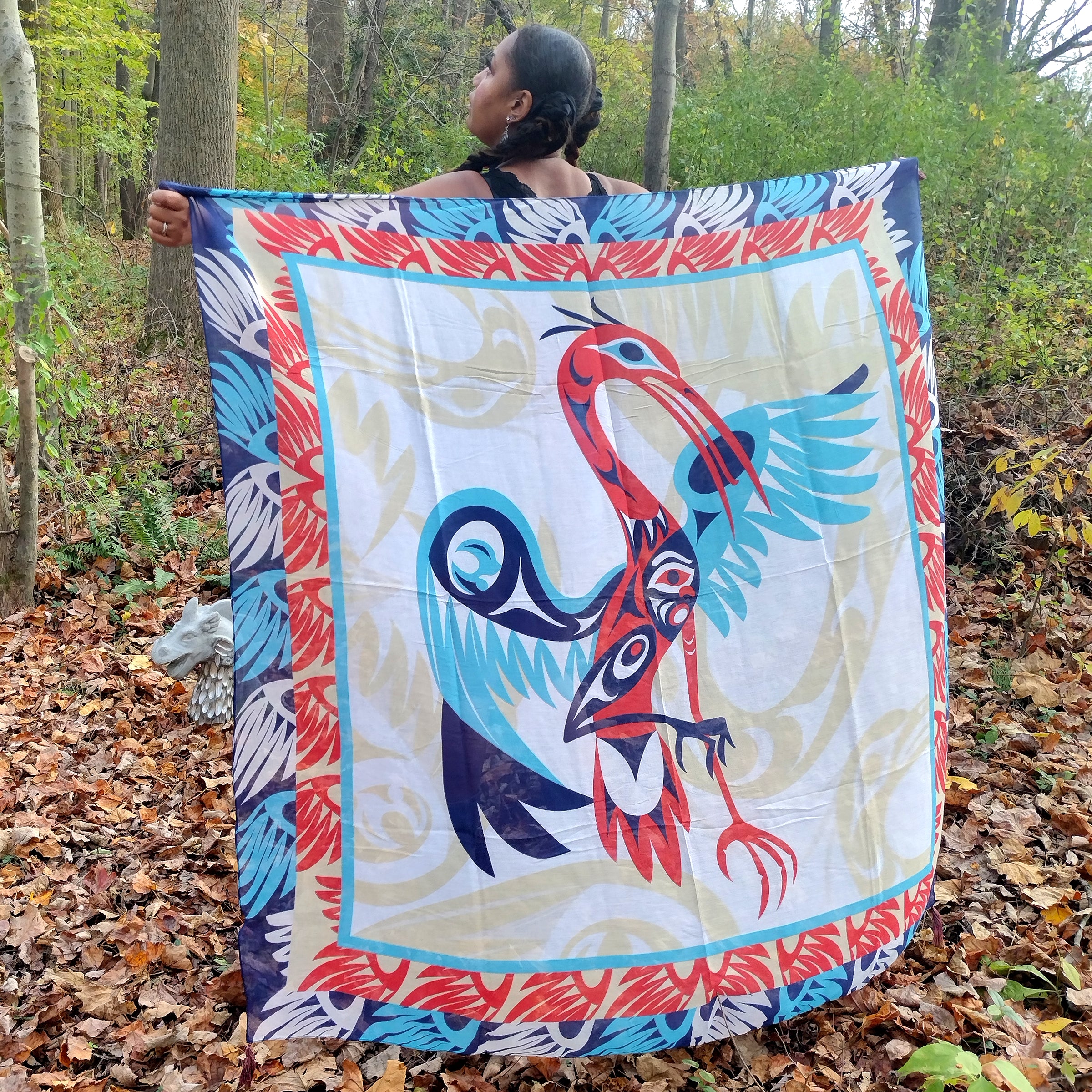 Heron Tapestry Scarf - Elegant Printed Bird Design Shawl Wrap for Women | Perfect for Boho Fashion, Home Decor & Gift Giving