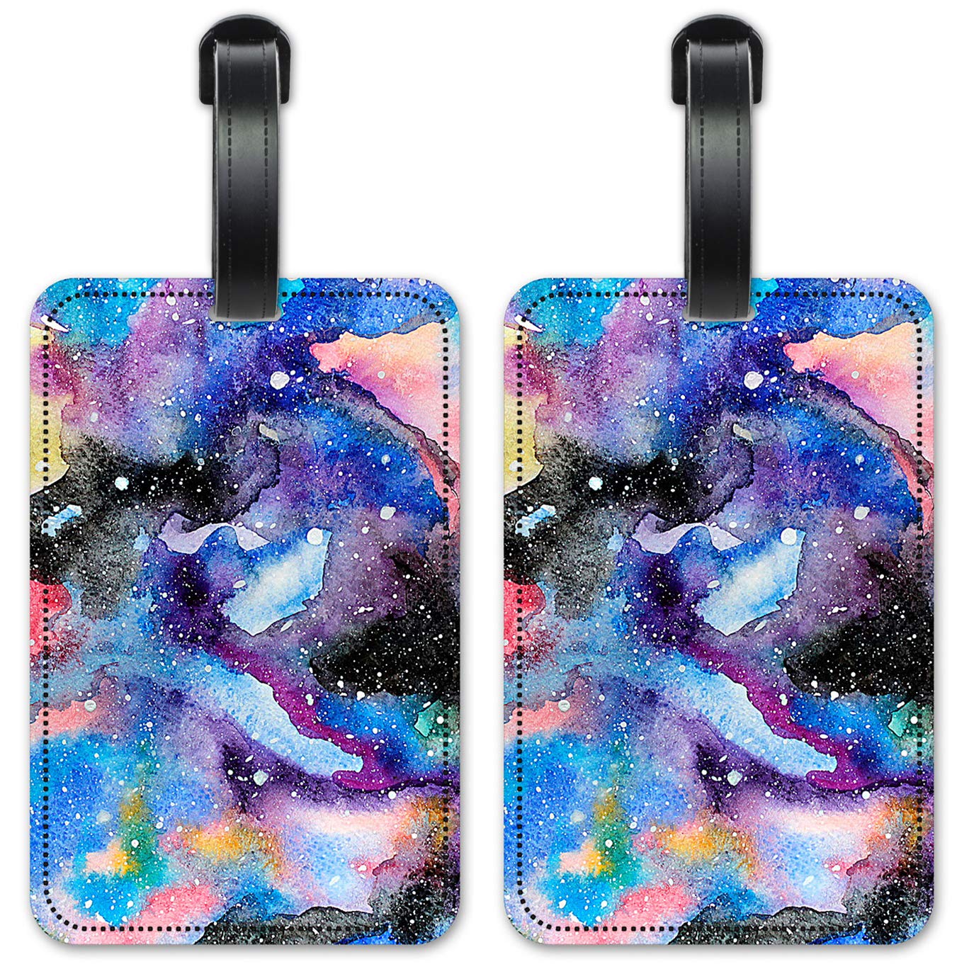 Abstract Watercolor Luggage ID Tags - Personalized Suitcase Identification Cards Set of 2 - Travel Accessories for Suitcases, Backpacks & Carry-On Bags