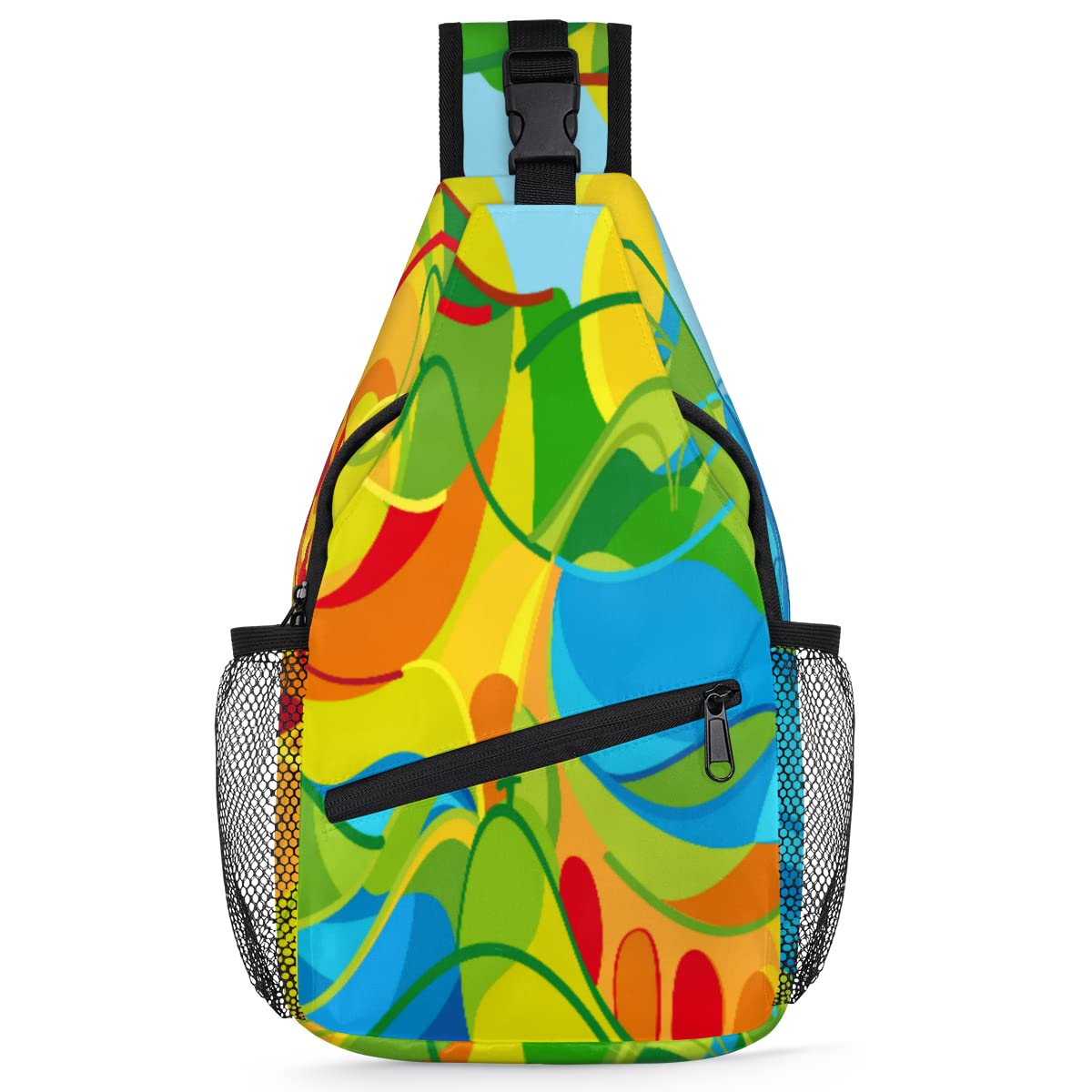Meathur Abstract Colorful Sling Backpack - Crossbody Shoulder Chest Bag for Women & Men - Lightweight Travel Hiking Daypack for Outdoor Adventures, Commuting & Daily Use