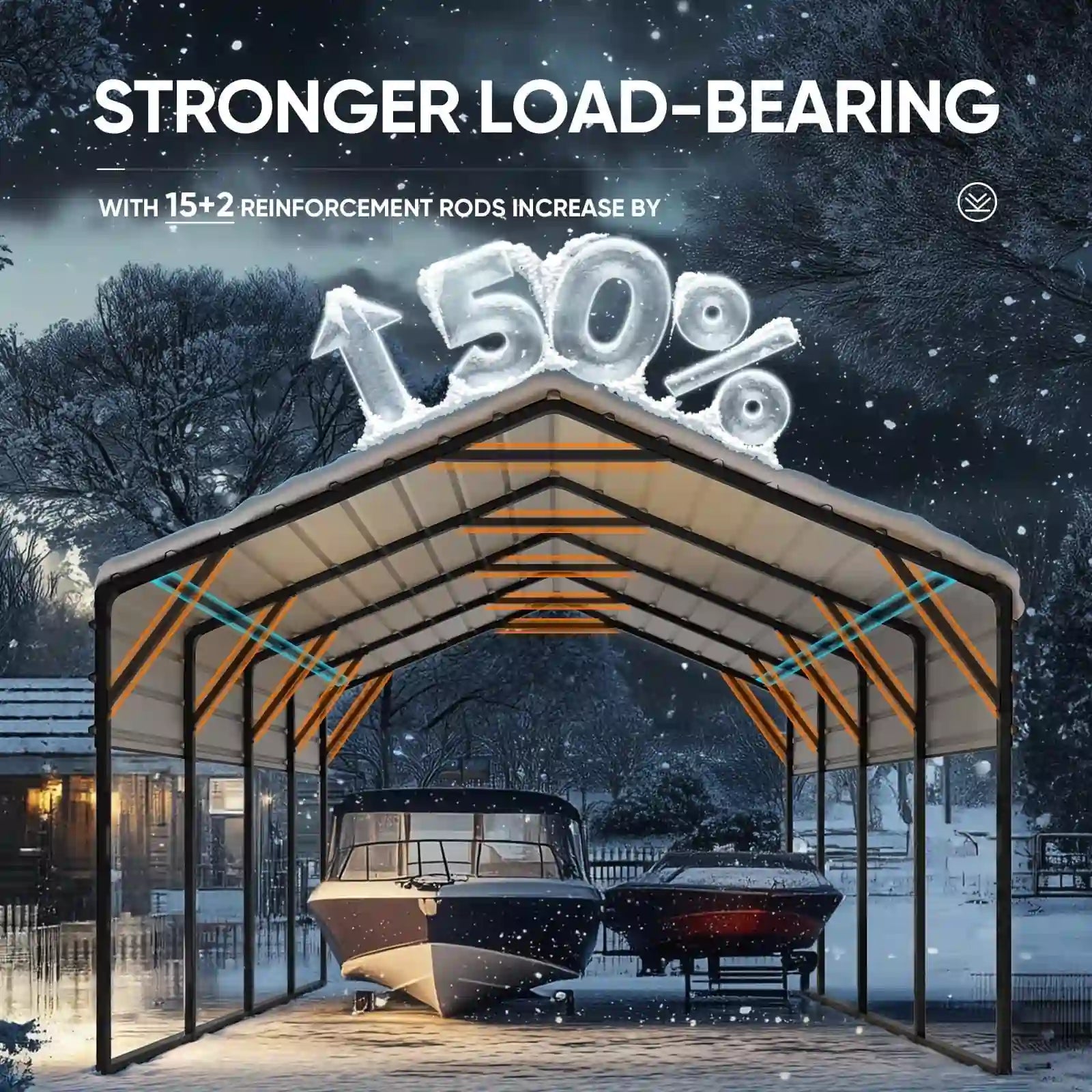 Heavy Duty Metal Roof Car Canopy - Black & White Waterproof Outdoor Shelter for Cars, Trucks, and RVs - Perfect for Parking, Camping, and Outdoor Events