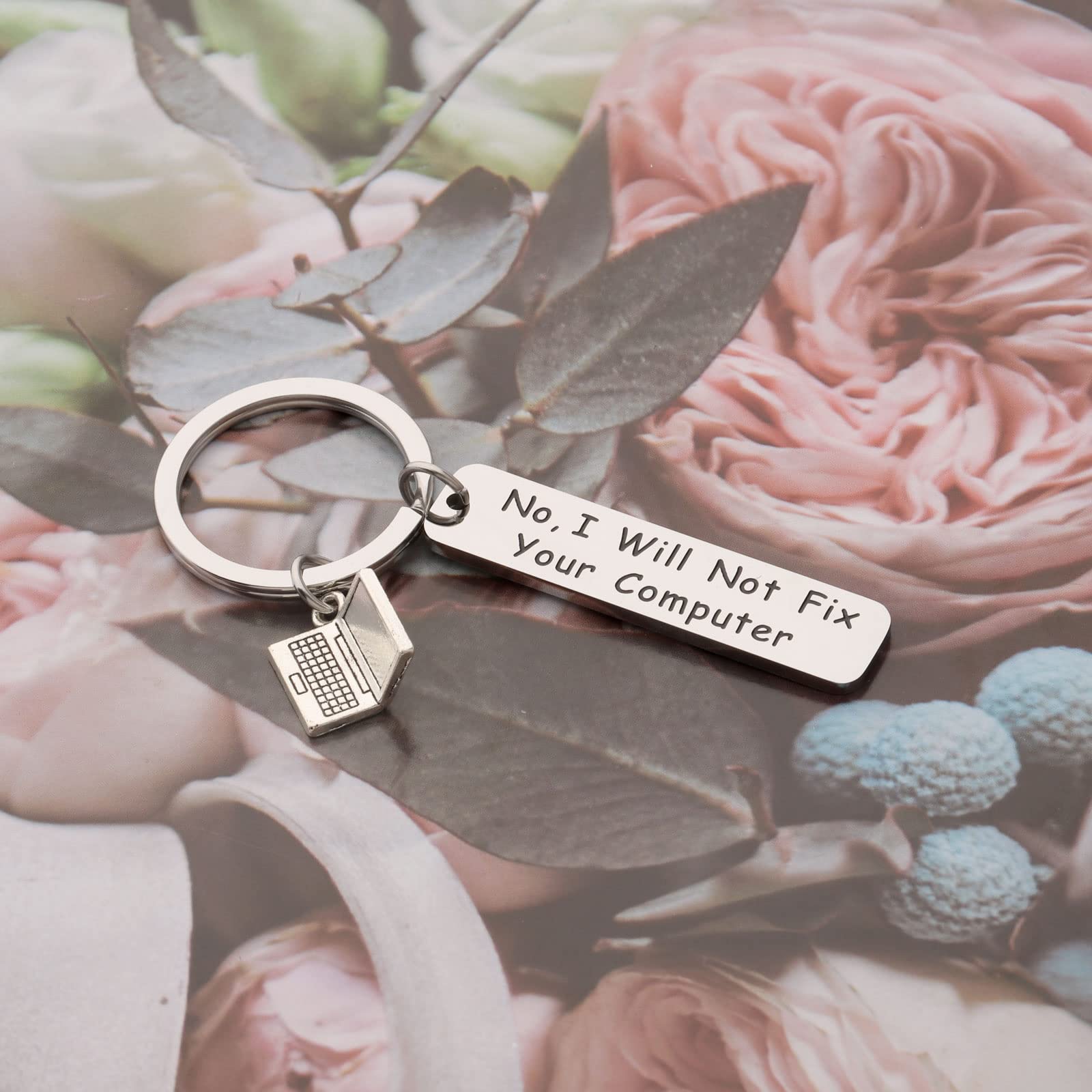 FUSTMW Programmer Keychain - 'No I Will Not Fix Your Computer' Funny Tech Gift for Developers & IT Professionals - Perfect for Coding Enthusiasts, Office Decor, and Geeky Gifts