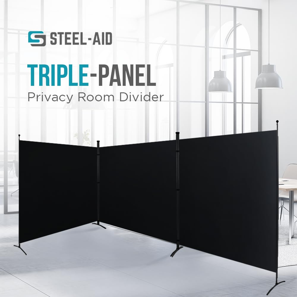 Steel-AID Triple-Panel Privacy Room Divider - 216