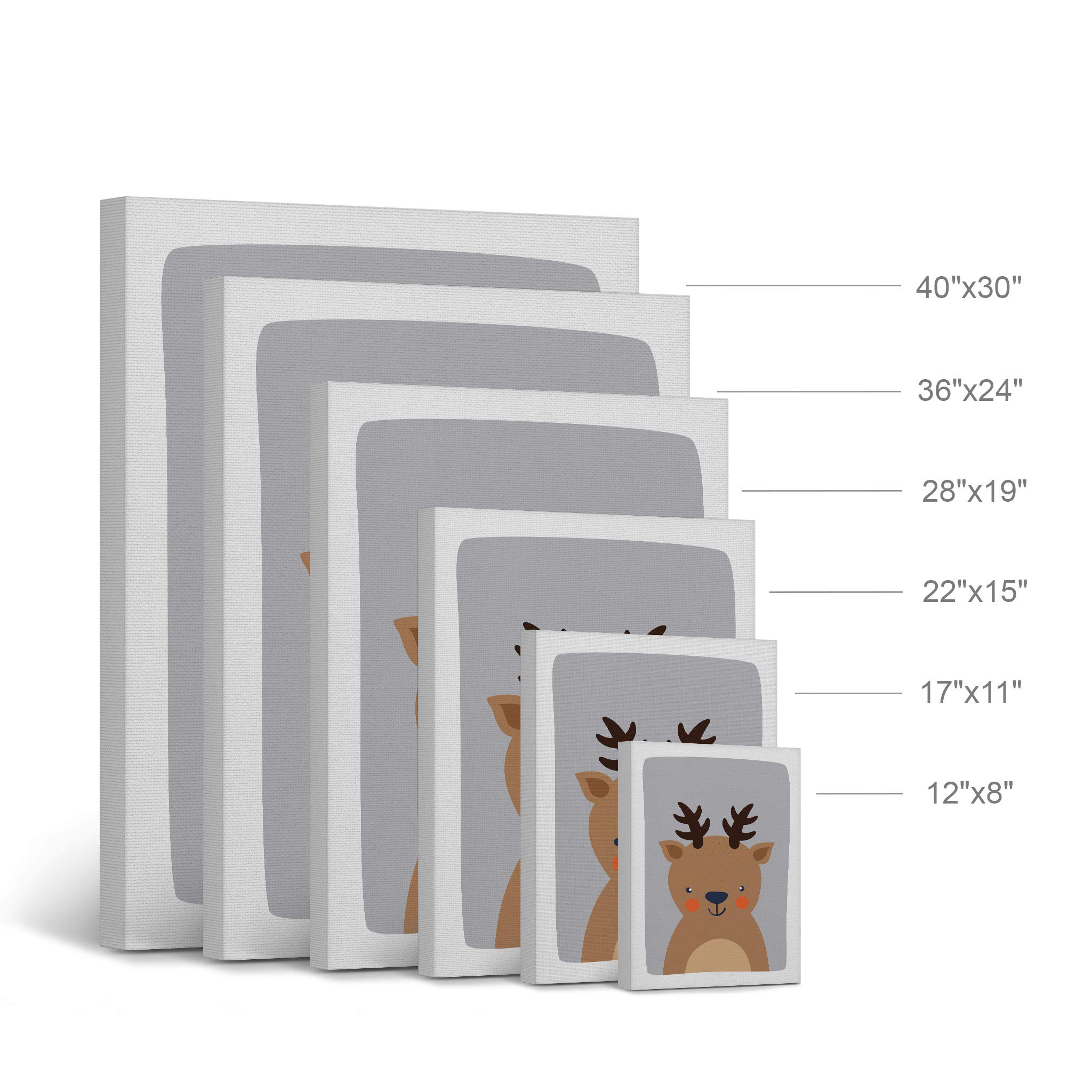 Cute Deer Blue Background Canvas Print - Kids Room Decor, Nursery Wall Art, Ready to Hang (28x19 Inches) | Made in USA | Perfect for Baby Shower Gifts & Children's Bedroom Decoration
