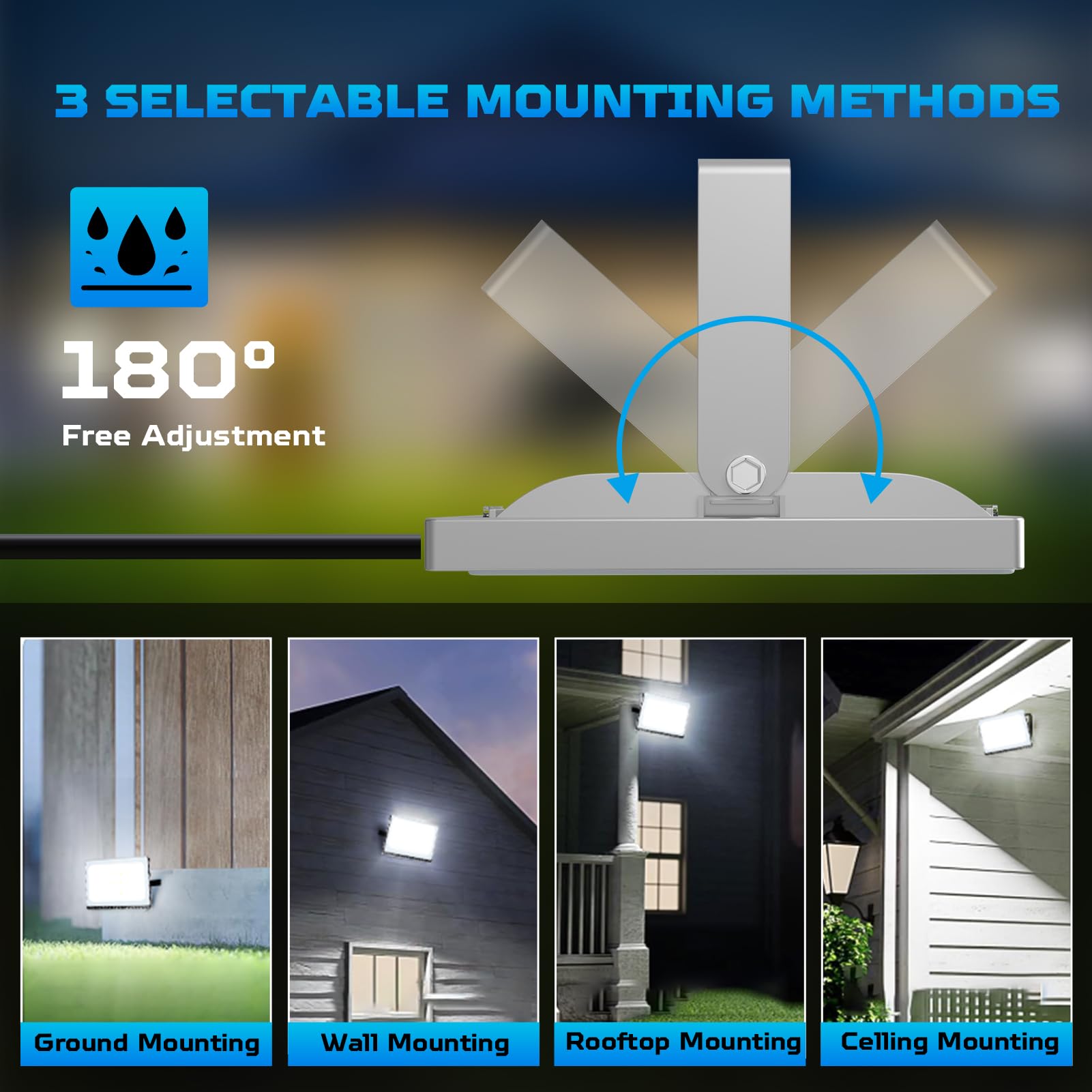 Viugreum 10 Pack 150W LED Flood Light - Slim Design, IP67 Waterproof, 12000LM Daylight White (6000-6500K) - Super Bright Security & Work Lights for Garage, Garden, Lawn, Yard, Warehouse & Construction Sites