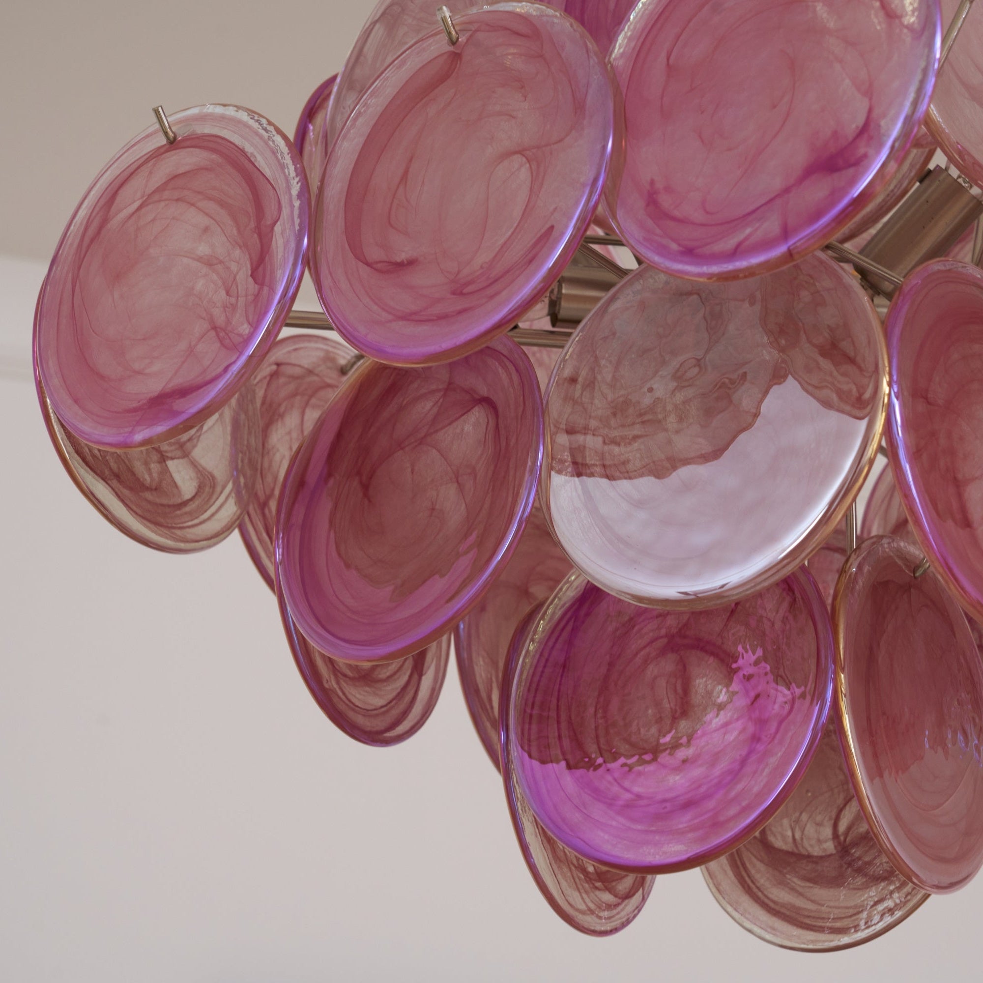 Elegant Aurelia Pink Murano Glass Chandelier - Handcrafted Italian Lighting Fixture for Dining Room & Bedroom Decor
