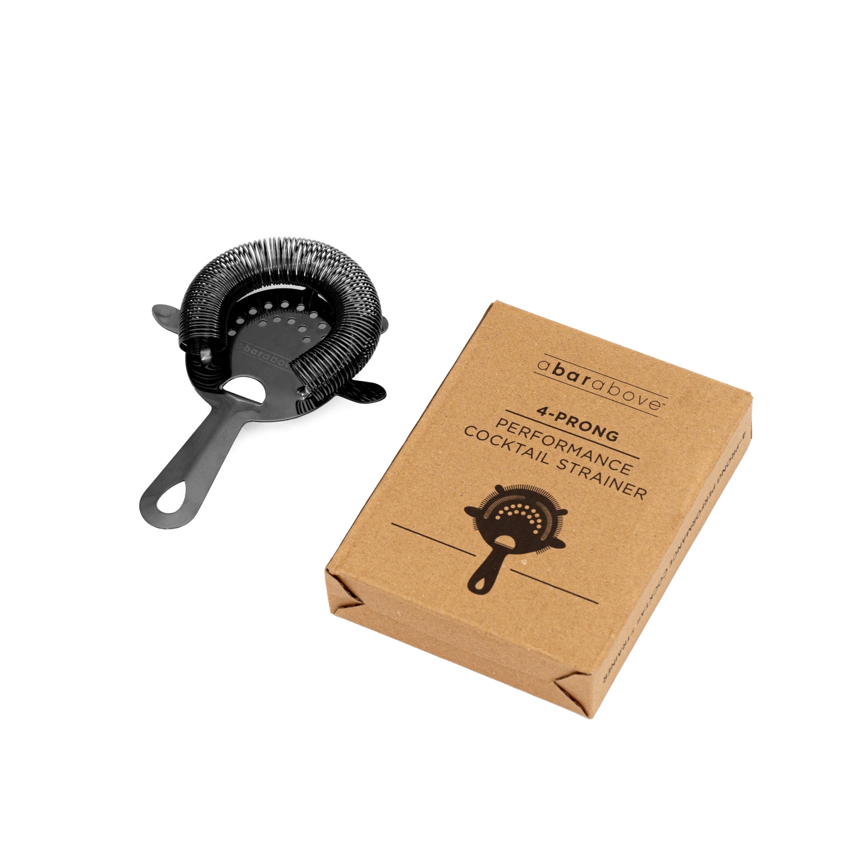 Premium 4-Prong Hawthorne Cocktail Strainer - Black Bar Tool for Mixing & Serving Classic Cocktails - Perfect for Home Bars, Bartending & Professional Use