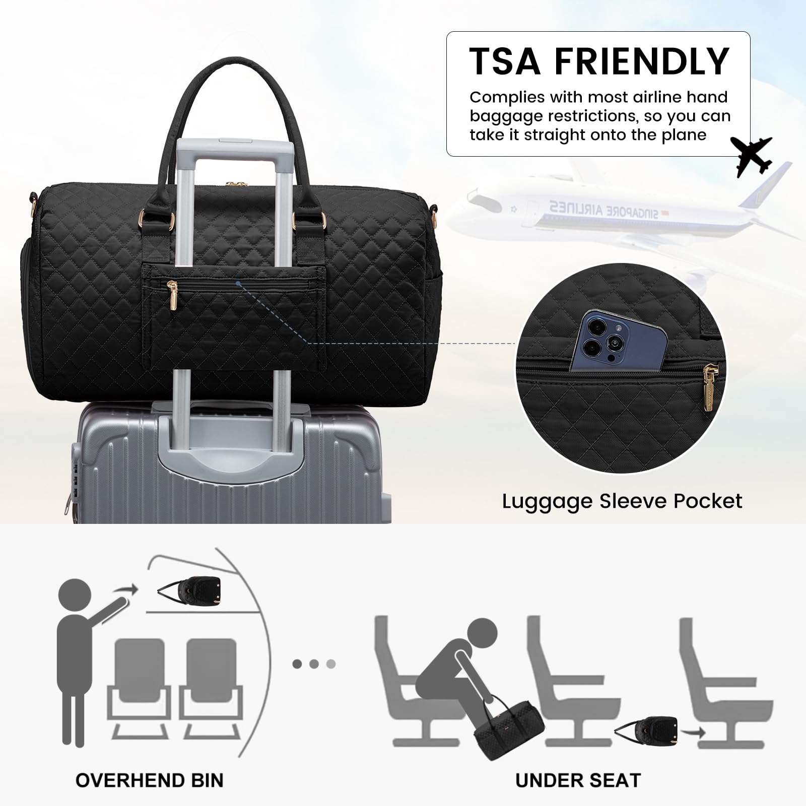 LOVEVOOK Travel Duffle Bag for Women - Waterproof Carry On Overnight Bag with Shoe Compartment & Wet Pocket - Gym, Hospital, Weekend Getaway & Maternity Bag - Includes Free Toiletry Bag for Travel, Workout & Labor Delivery