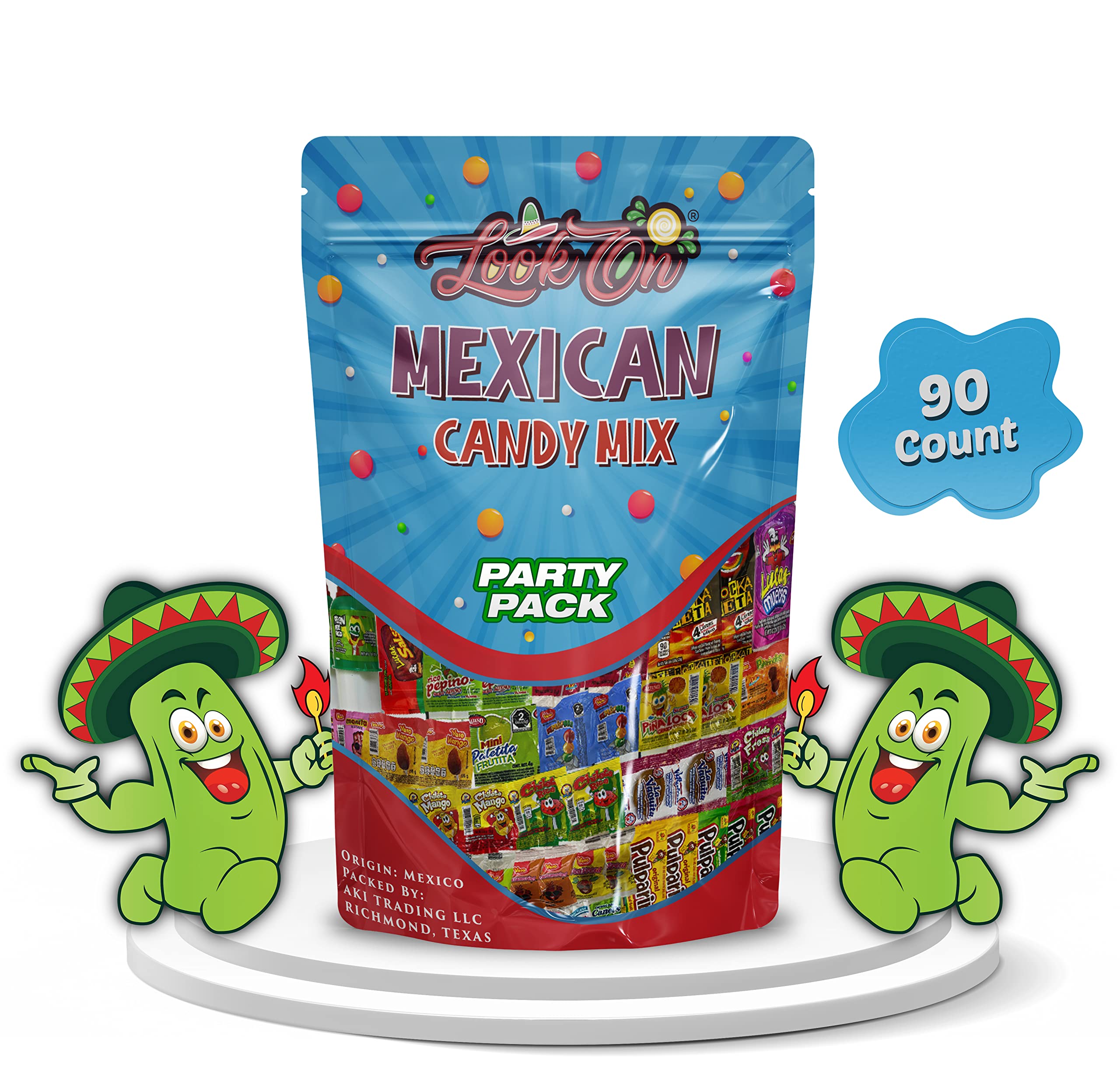 Spicy Mexican Candy Assortment - Lucas, Pelon Pelo Rico, Pulparindo (90 Count) for Parties & Gifts