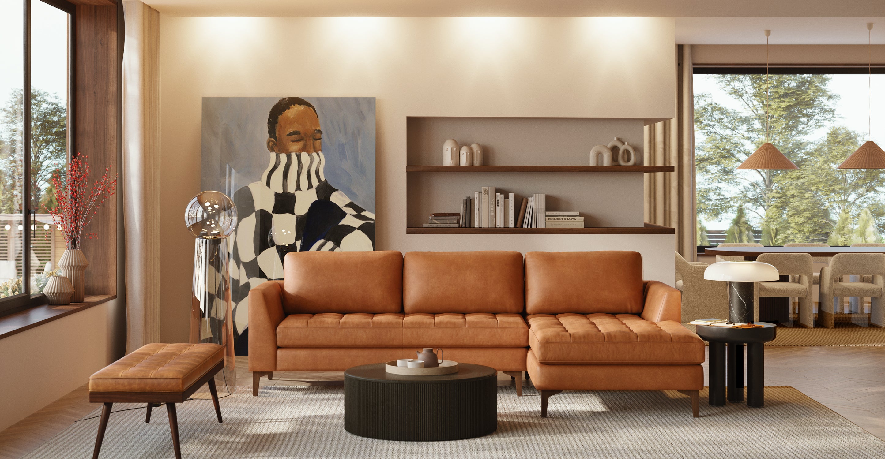 Modern Calle Right Facing Sectional Sofa - L-Shaped Corner Couch for Living Room, Family Room & Small Spaces | Comfortable Fabric Upholstery with Reversible Chaise
