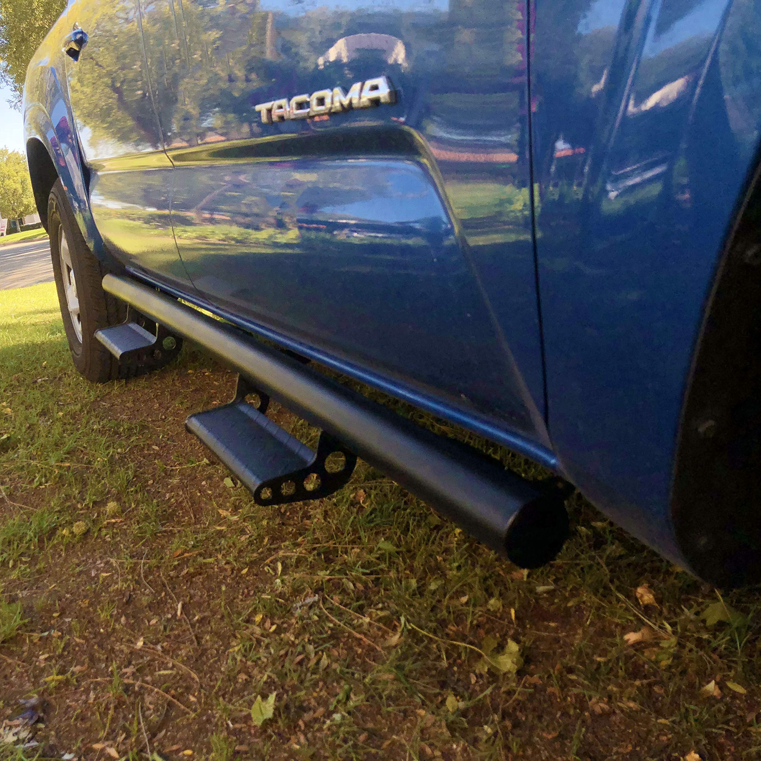 2007-2018 Chevy Silverado & GMC Sierra Crew Cab Drop Down Black Side Steps | Nerf Bars | Running Boards | Compatible with Gas Models (Not for Diesel) | Perfect for Off-Roading & Truck Access