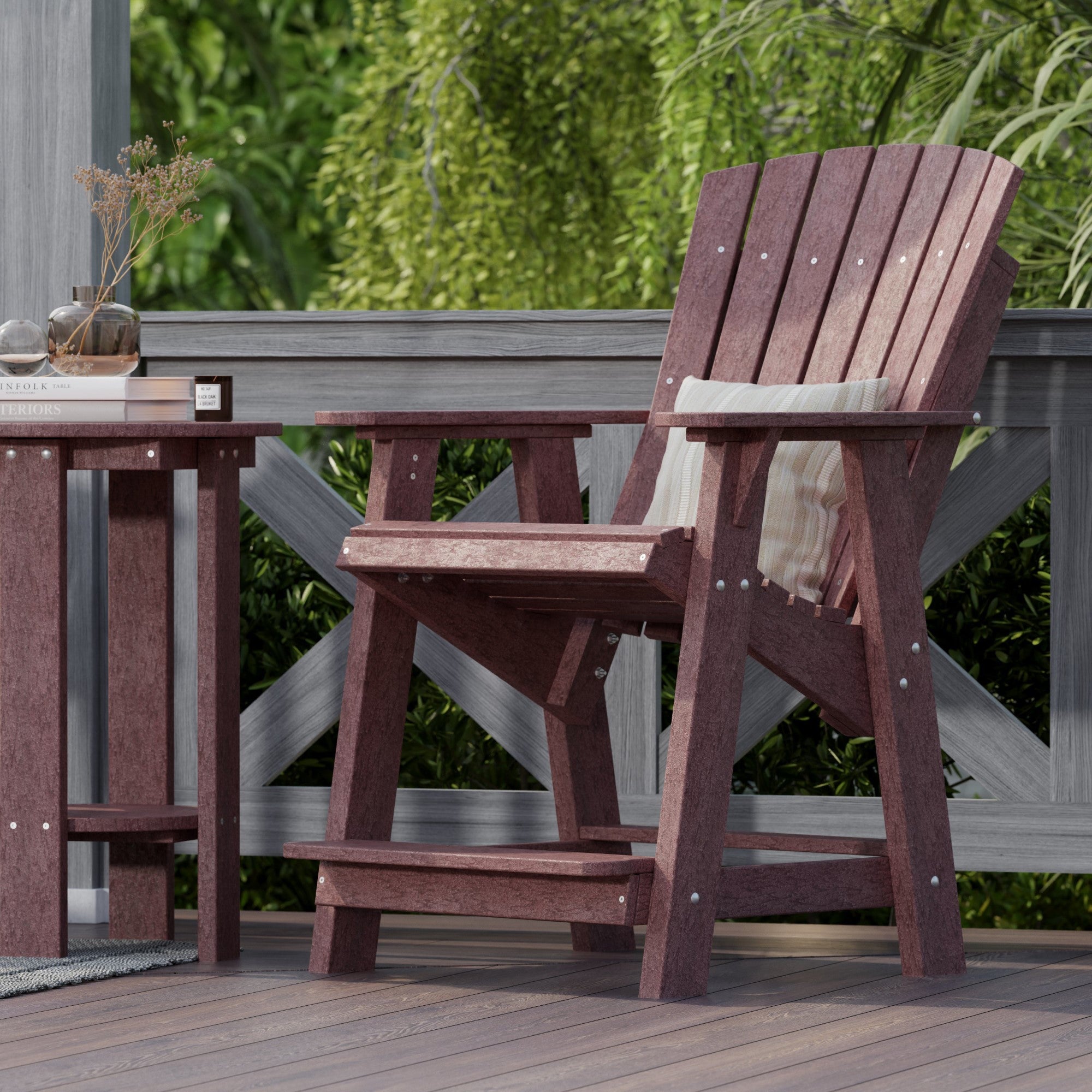 Premium Heritage High Adirondack Chair - Solid Wood Outdoor Patio Furniture for Garden, Deck, Poolside & Backyard Relaxation