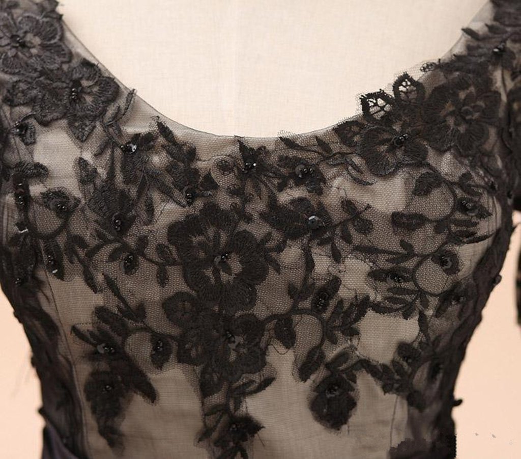 Emanni Women's Black A-Line Formal Evening Dress with Applique Details - Elegant Wedding & Ball Gown Size 10 | Perfect for Prom, Gala, Cocktail Party & Special Occasions