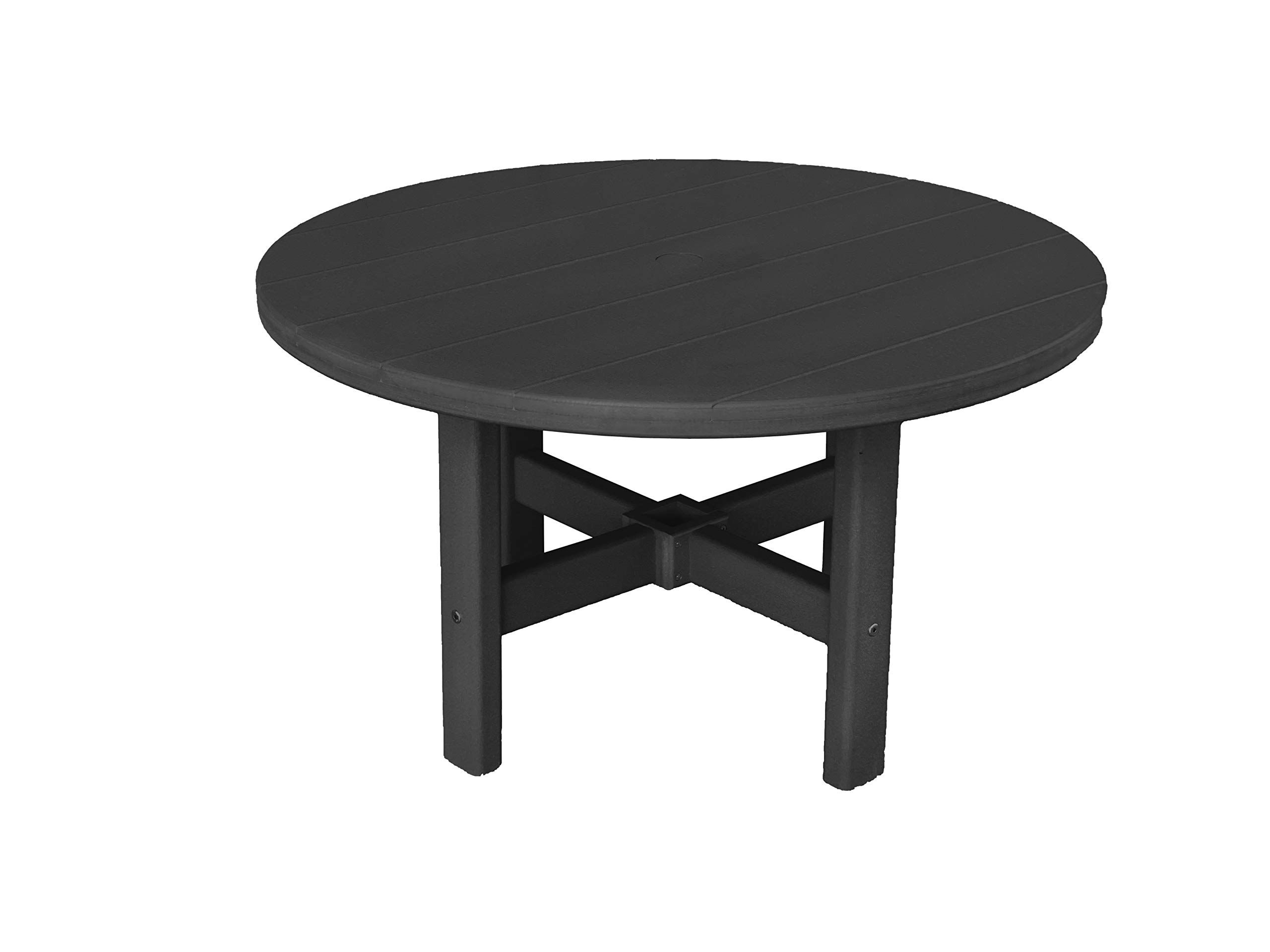 Phat Tommy Round Outdoor Coffee Table - Durable Poly Resin All-Weather Patio Furniture - Small Black Garden Table for Backyard, Poolside & Deck Use