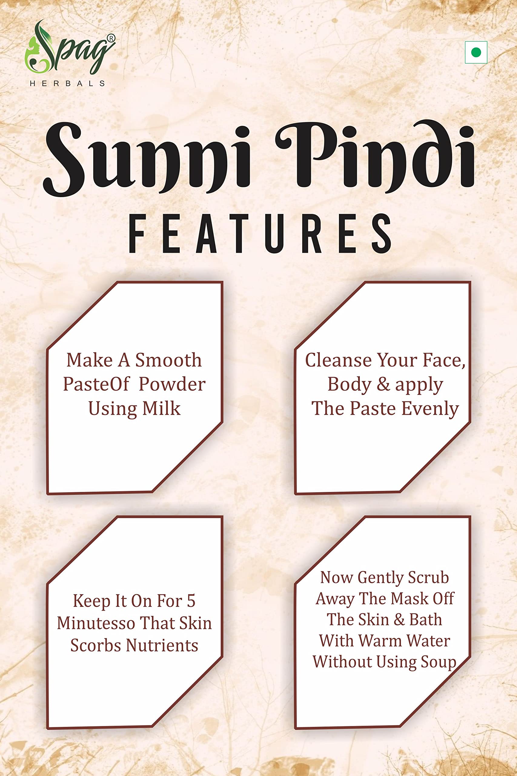 Organic Herbal Sunipindi Bath Powder with Turmeric - 250g | Handmade Body & Face Cleanser | Exfoliating & Brightening for Glowing Skin | Perfect for Ayurvedic Skincare & Spa Treatments