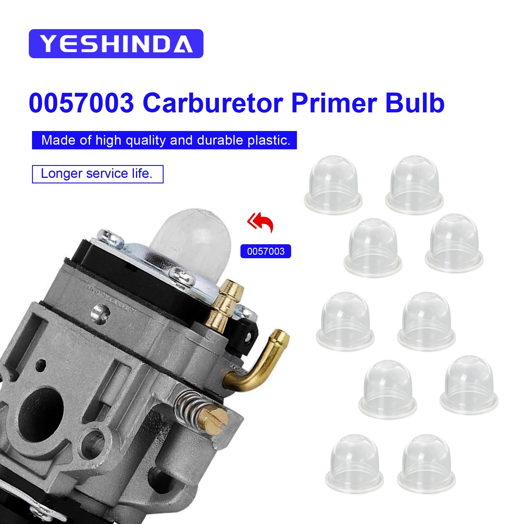 10-Piece Carburetor Primer Bulbs Kit - Compatible with Homelite, Echo, Ryobi, Poulan, Zama - Replacement for Stihl FS46, FS45, FS55, FS40, FS40C, FS50, FS90 String Trimmer - Perfect for Lawn Mower & Small Engine Repair