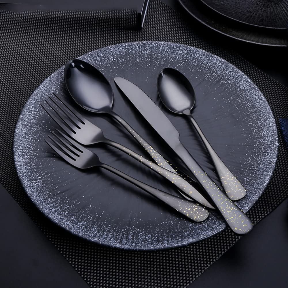 TWEE 30-Piece Stainless Steel Flatware Set for 6 - Black Silverware Cutlery Set - Dishwasher Safe Dinnerware for Family Gatherings, Restaurants & Daily Use - Elegant Tableware Utensils for Dining, Parties & Home Decor