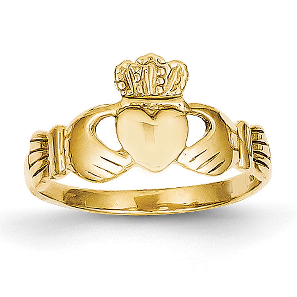 10K Gold Polished Claddagh Ring for Women - Irish Love Friendship Loyalty Wedding Band - Perfect for Engagement, Anniversary & Valentine's Day Gifts