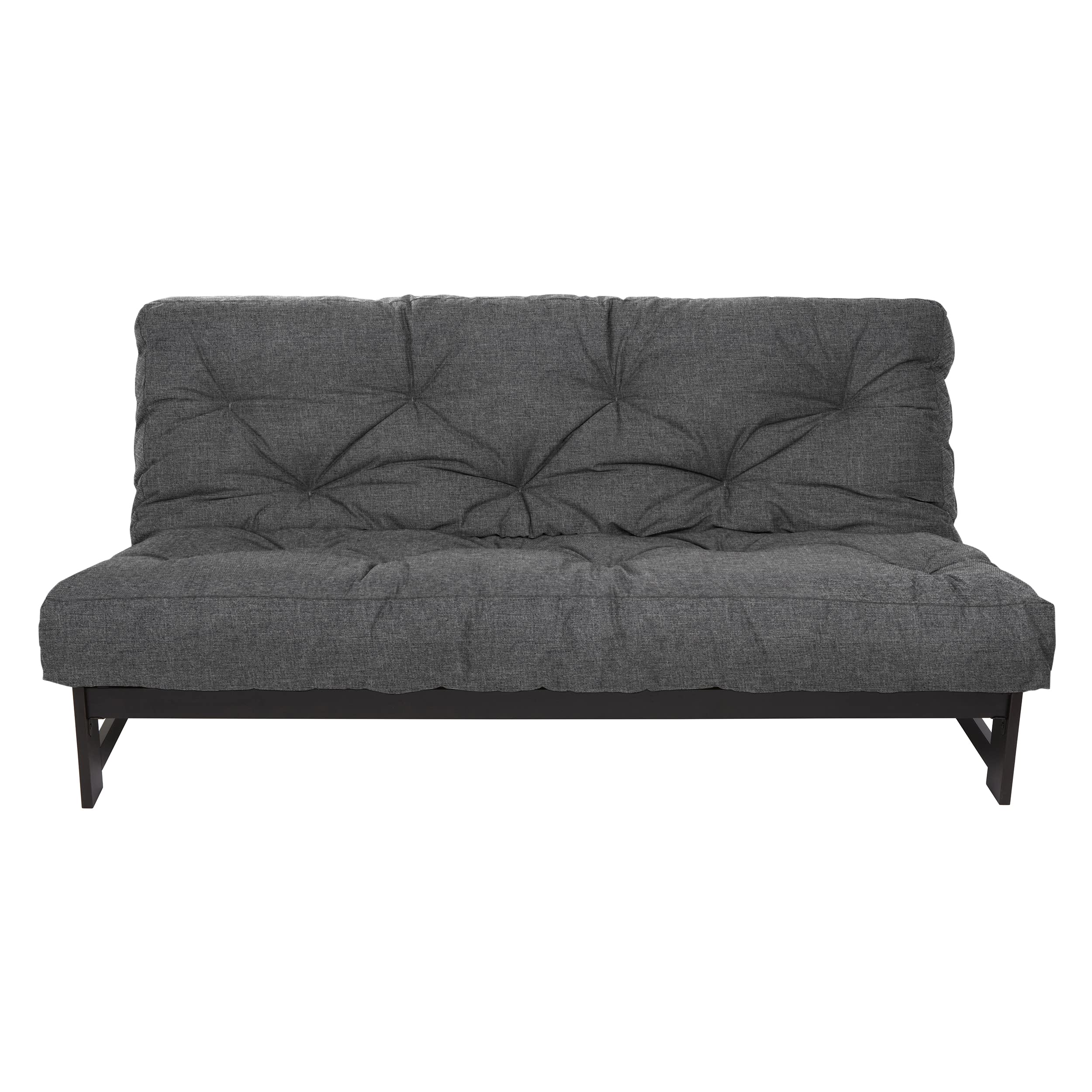 Mozaic Queen Size 6-Inch Thick Futon Mattress - Charcoal Grey | Comfortable Foldable Sofa Bed for Guest Room, Dorm, or Small Space