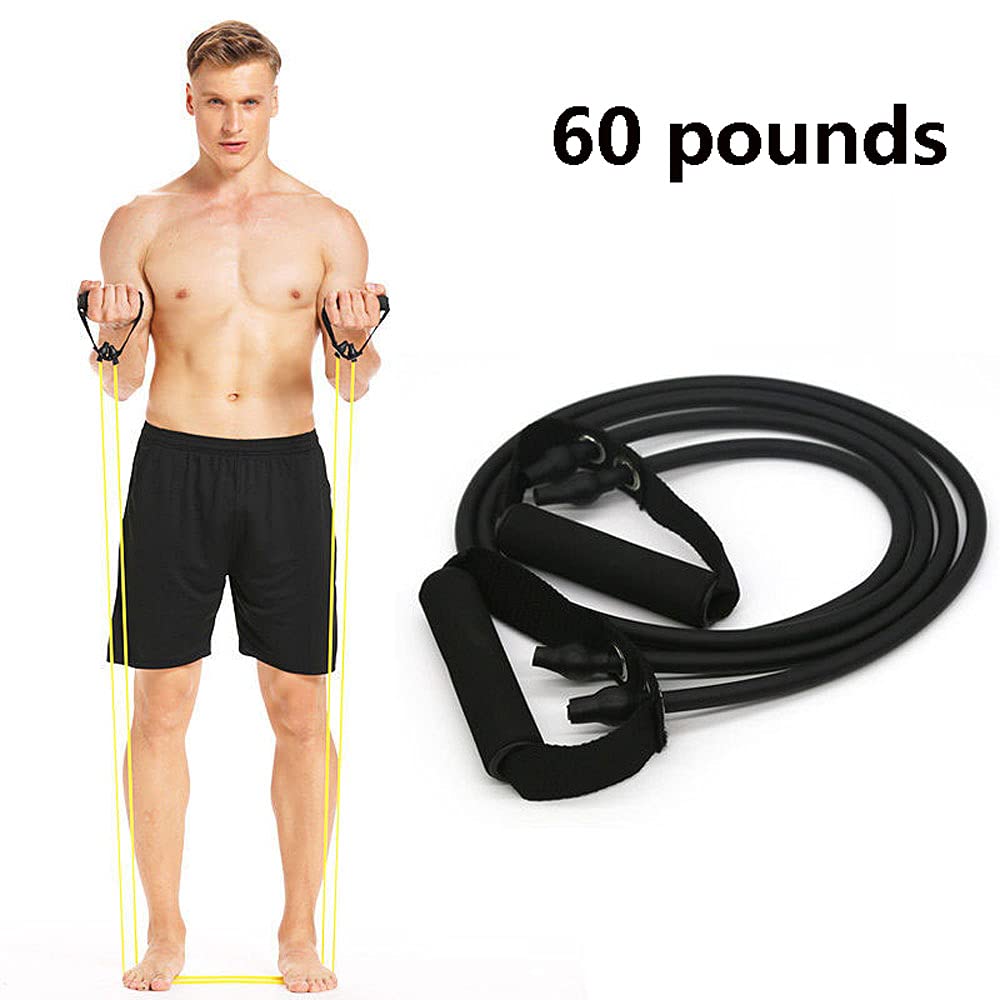 Premium Exercise Resistance Bands Set for Men & Women - 60lbs Strength Training Tubes for Home, Gym, Yoga - Black Fitness Equipment for Full Body Workout, Muscle Toning, and Rehabilitation Therapy