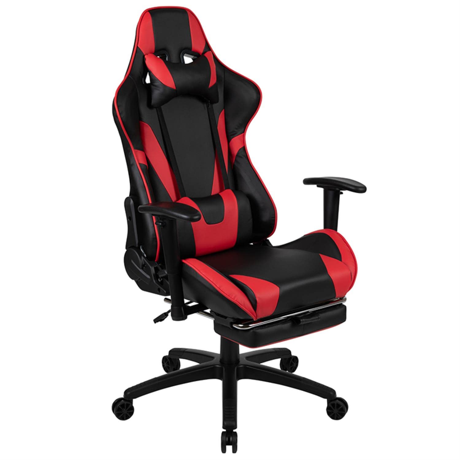 Flash Furniture Black Gaming Desk & Red/Black Reclining Gaming Chair Set with Cup Holder, Headphone Hook & Monitor Stand - Perfect for Esports, Streaming & Home Office Setup